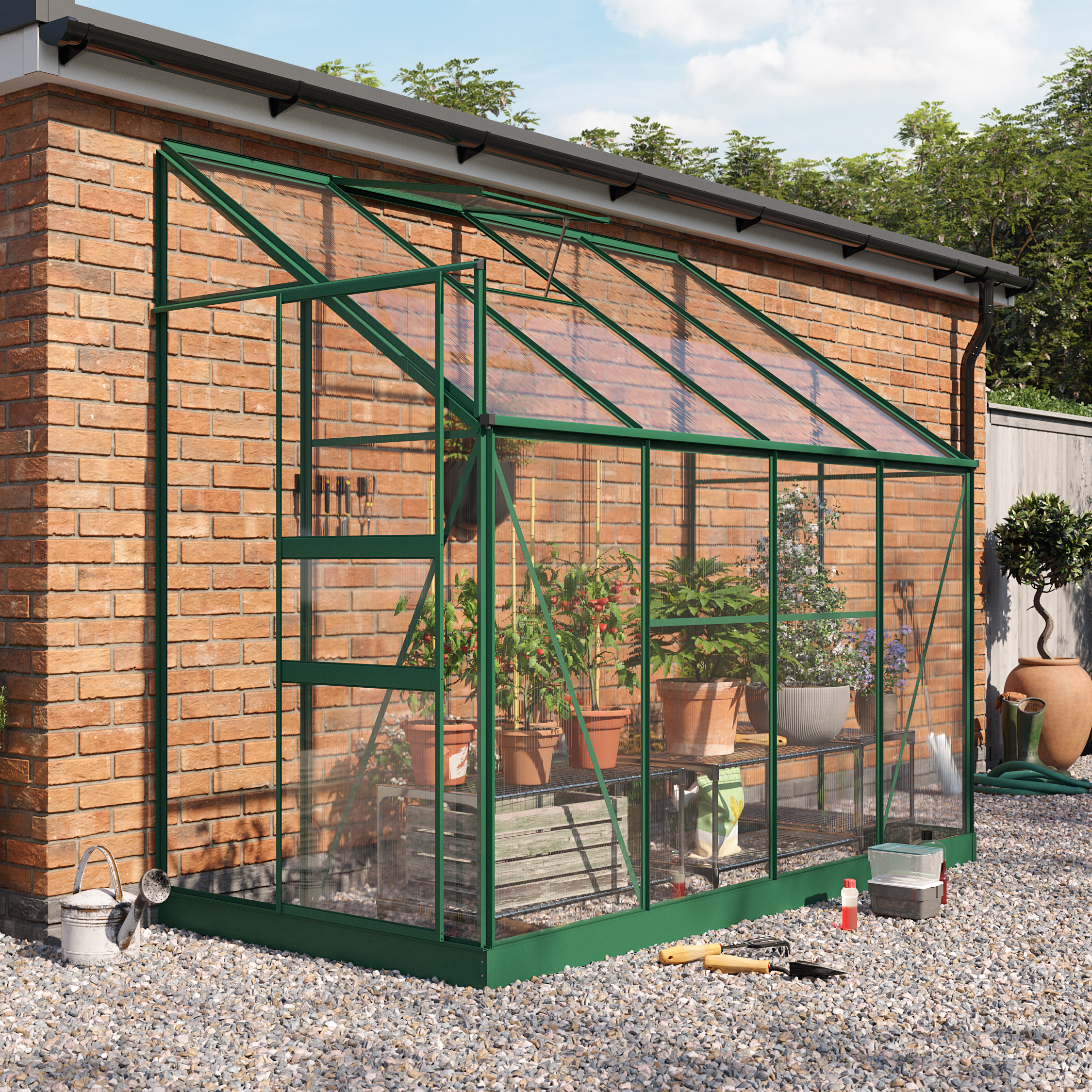 BillyOh Polycarbonate Lean-To Greenhouse - 4x8 Green BillyOh Polycarbonate Lean-To Greenhouse - 4x8 Green