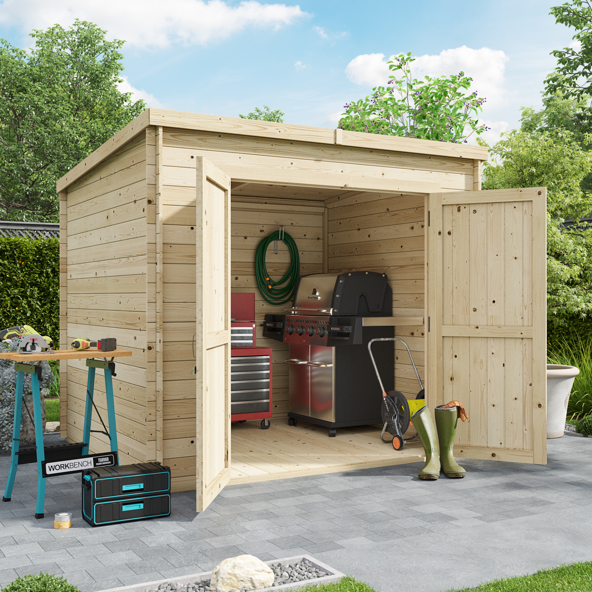 BillyOh Pro Pent Log Cabin - W2.4m x D2.1m - 19mm Tongue & Groove Walls - Log Cabin Shed BillyOh Pro Pent Log Cabin - W2.4m x D2.1m - 19mm Tongue & Groove Walls - Log Cabin Shed