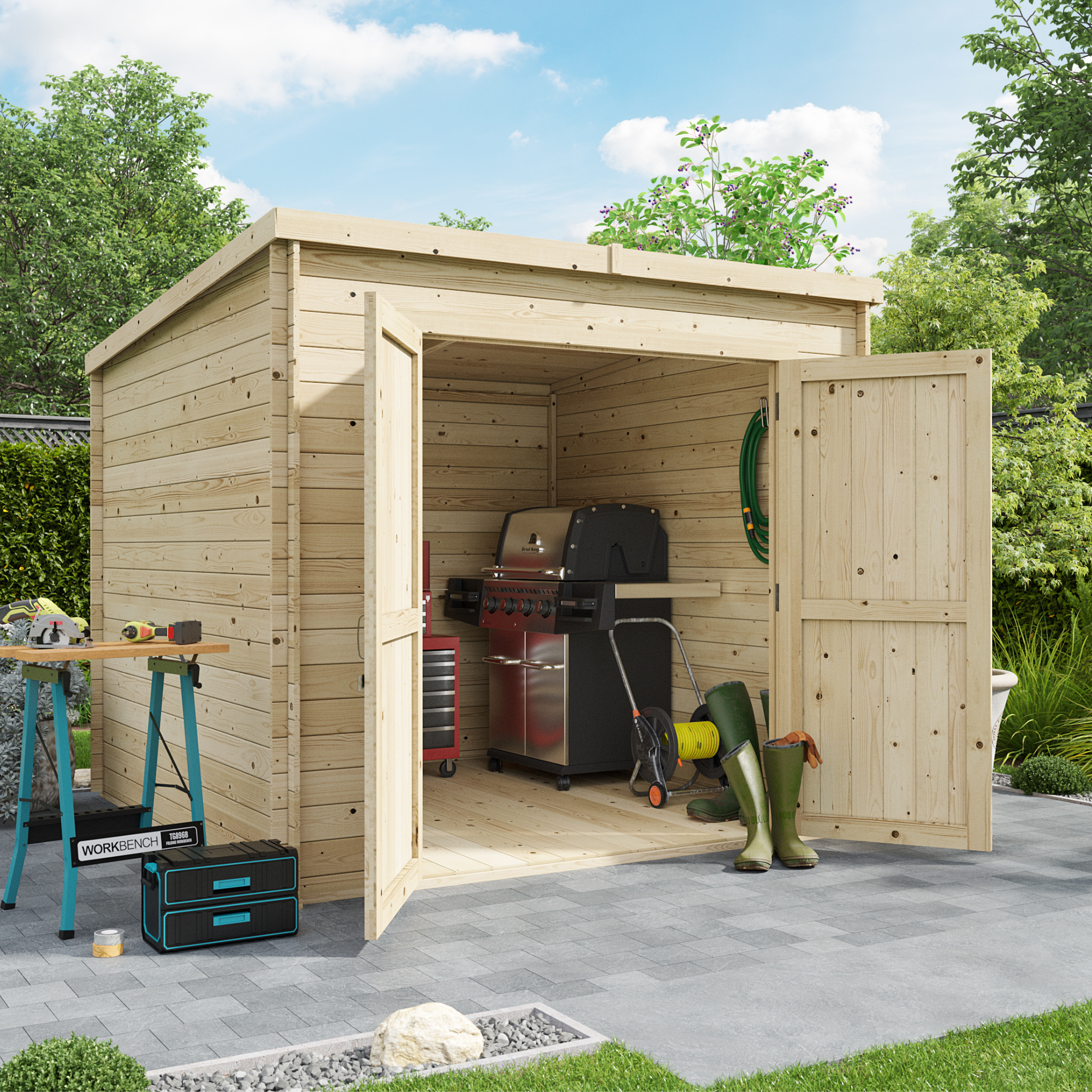 BillyOh Pro Pent Log Cabin - W2.4m x D2.4m - 28mm Tongue & Groove Walls - Log Cabin Shed BillyOh Pro Pent Log Cabin - W2.4m x D2.4m - 28mm Tongue & Groove Walls - Log Cabin Shed