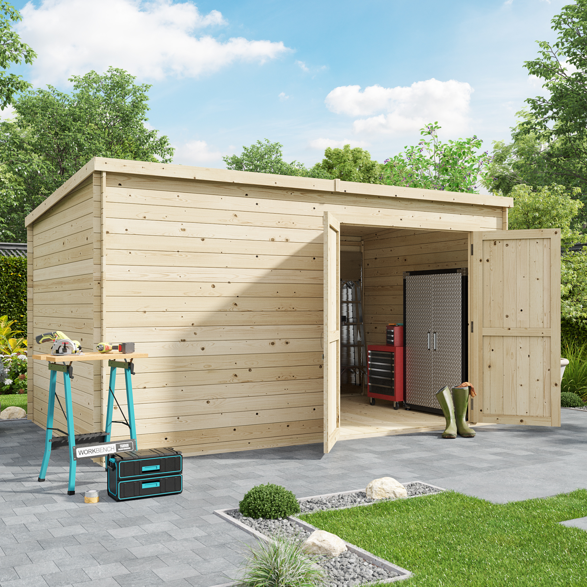 BillyOh Pro Pent Log Cabin - W3.9m x D2.4m - 28mm Tongue & Groove Walls - Log Cabin Shed BillyOh Pro Pent Log Cabin - W3.9m x D2.4m - 28mm Tongue & Groove Walls - Log Cabin Shed