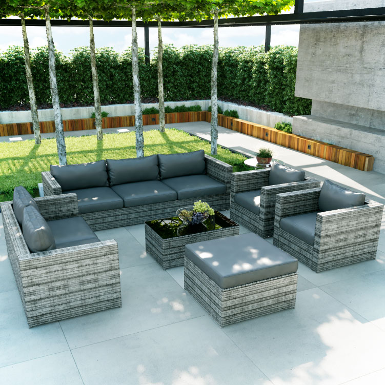BillyOh Seville 8 Seater Outdoor Rattan Sofa Set Mixed Grey  - 8 Seater