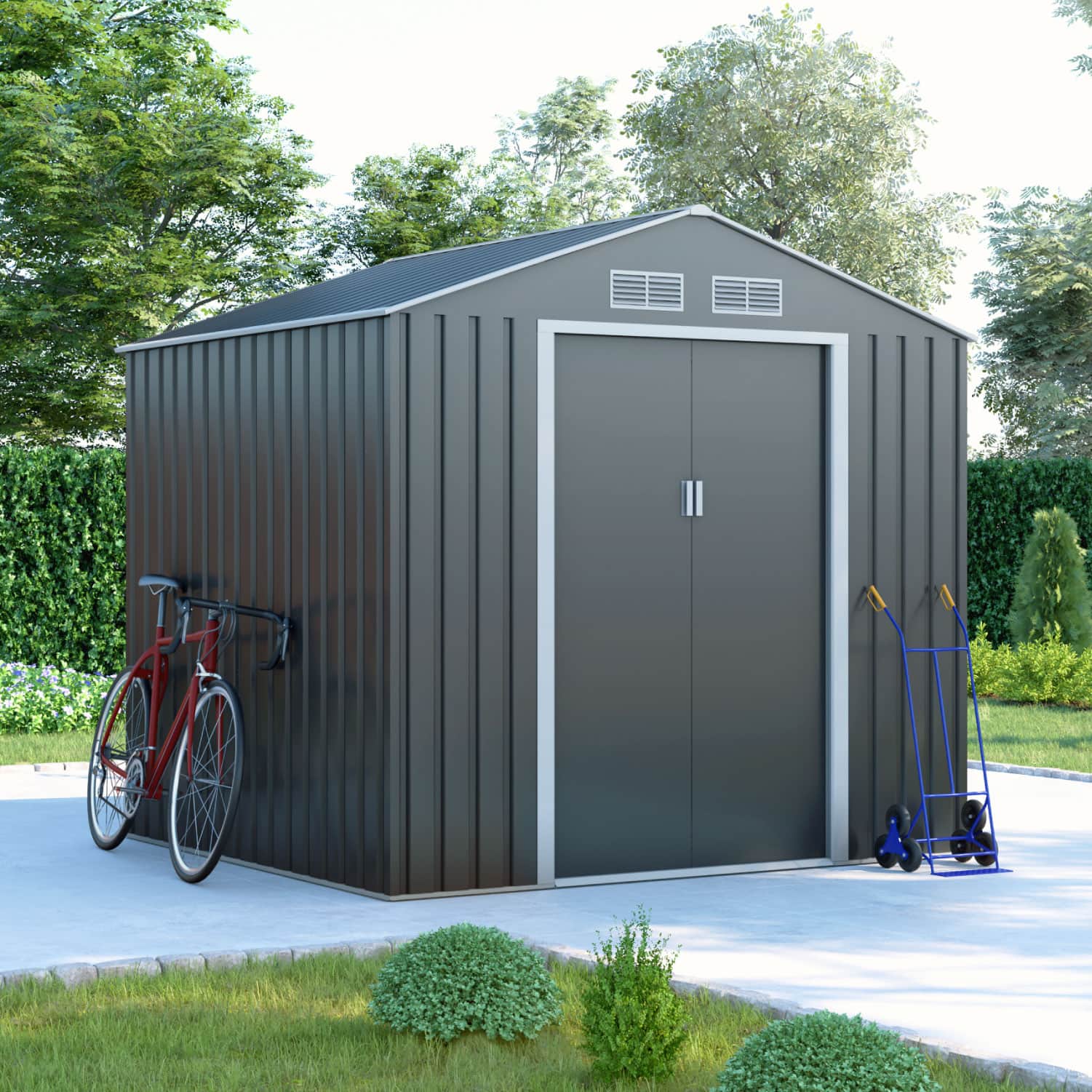 Image of BillyOh Portland Apex Metal Shed Including Foundation Kit - 7 x 6