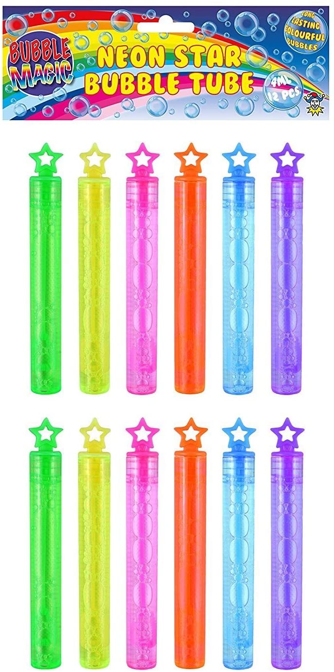 HENBRANDT Neon Bubble Tubes with Star Topper, Pack of 12 - Pack of 36