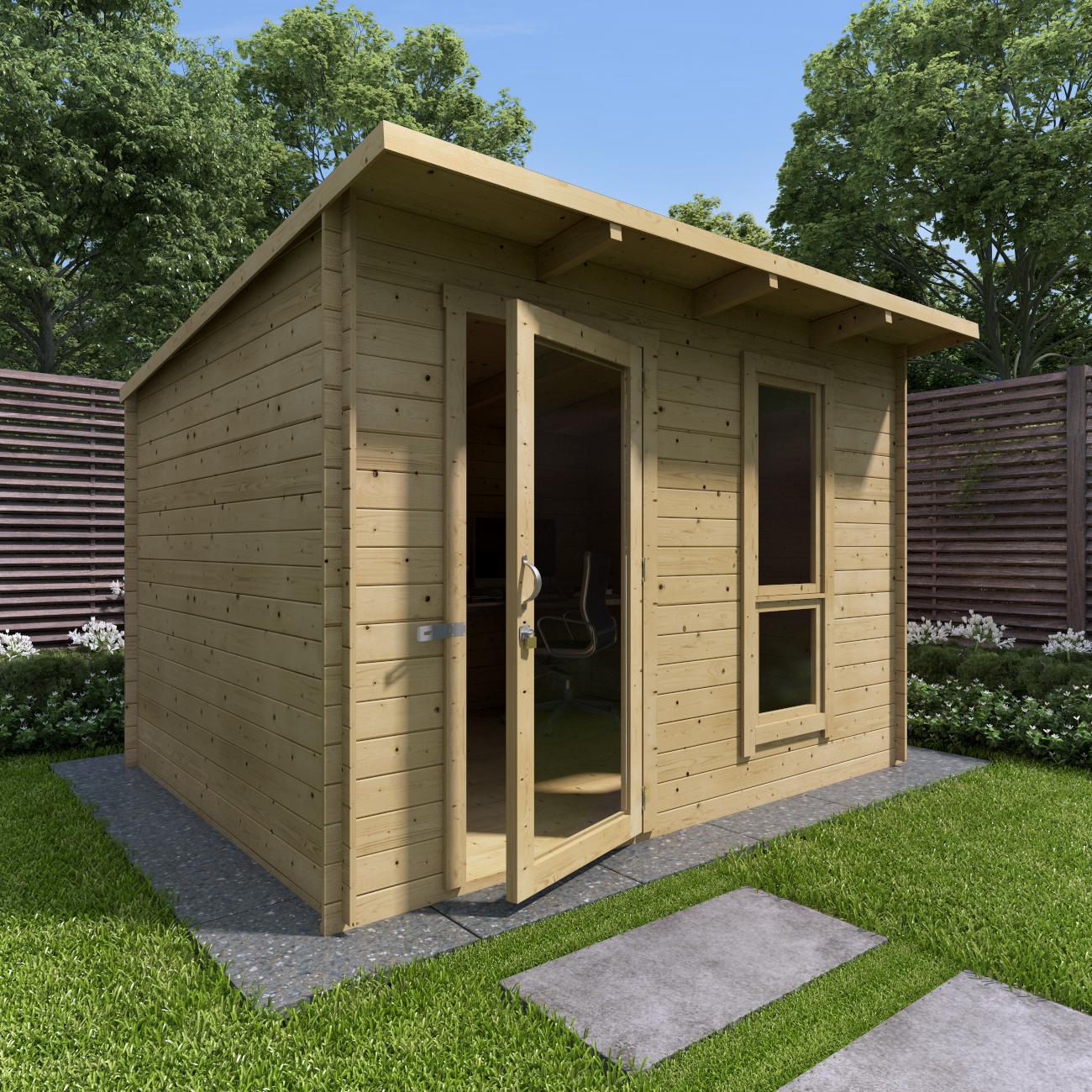3 x 2.5 Pressure Treated Log Cabin - BillyOh Mia Log Cabin - 3.0m x 2.5m Wooden Building - 19mm Tongue & Groove Wall