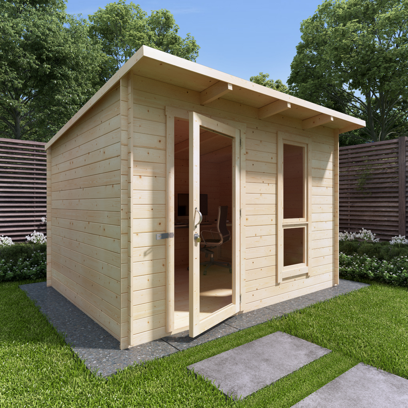 3 x 2.5 Log Cabin - BillyOh Mia Log Cabin - 3.0m x 2.5m Wooden Building - 19mm Tongue & Groove Wall