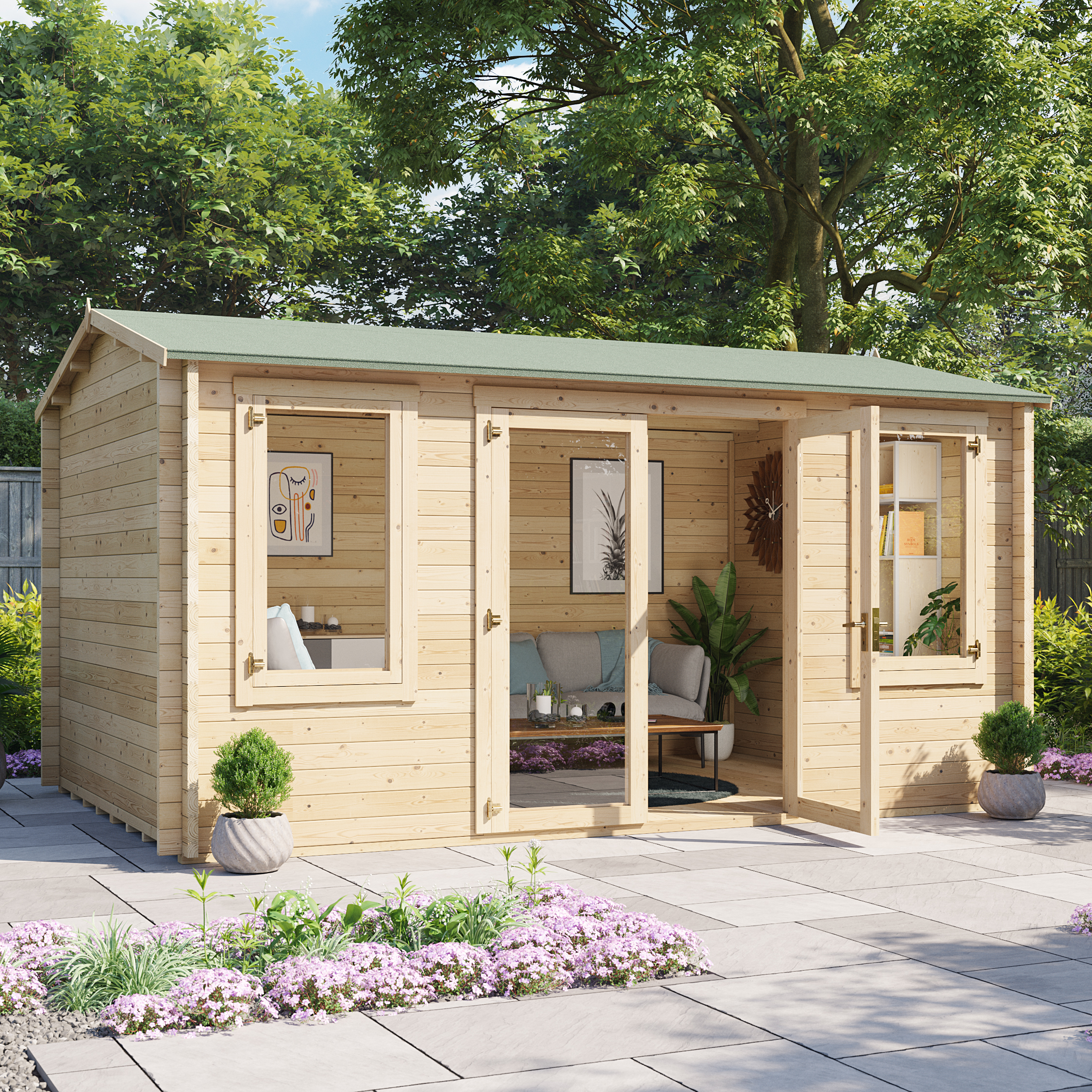4.5 x 3 Log Cabin - BillyOh Dorset Log Cabin - 44mm Thickness Wooden Log Cabin Summerhouse - 4.5m x 3m Reverse Apex Cabin 4.5 x 3 Log Cabin - BillyOh Dorset Log Cabin - 44mm Thickness Wooden Log Cabin Summerhouse - 4.5m x 3m Reverse Apex Cabin