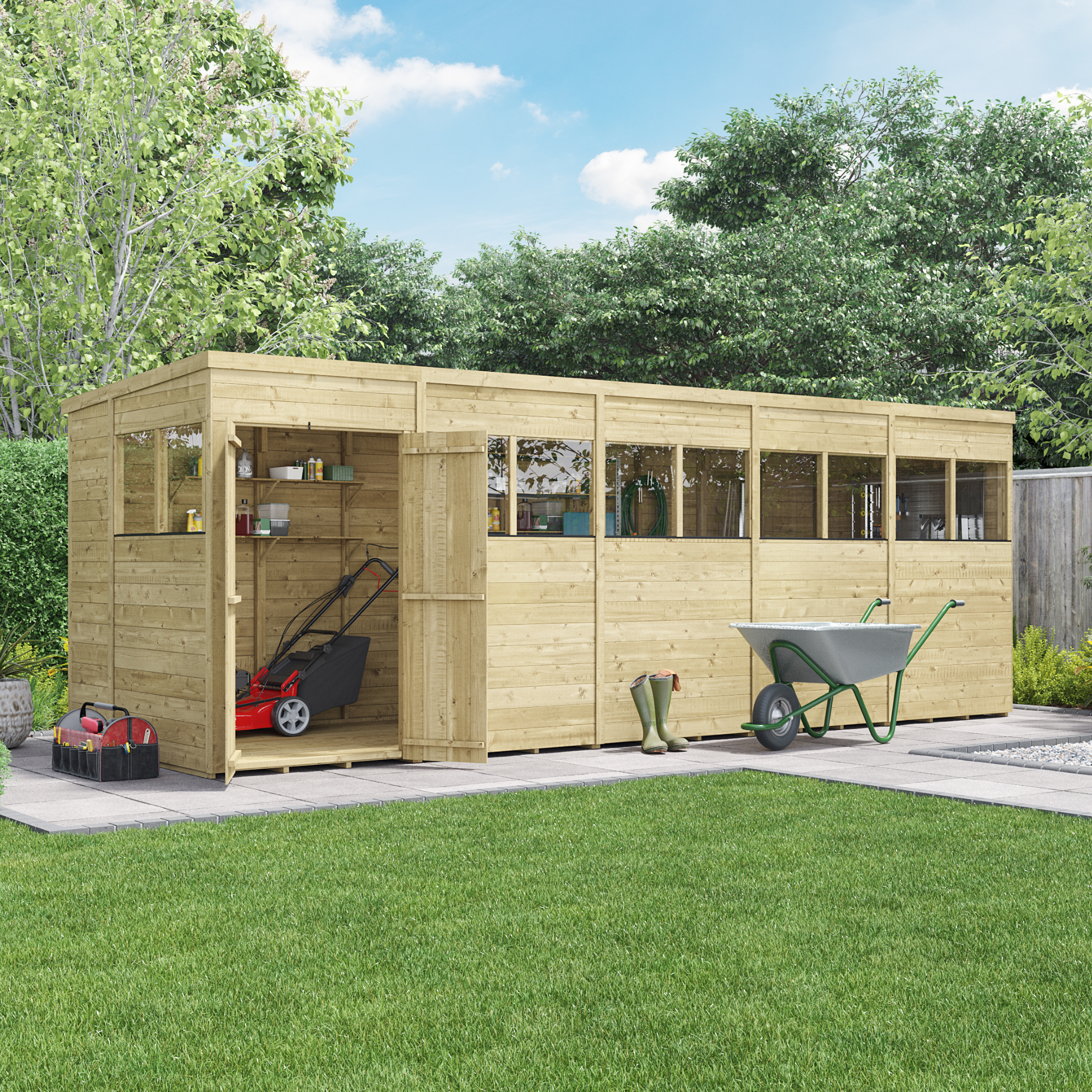 BillyOh Switch Tongue and Groove Pent Wooden Shed - 20x6 Windowed 15mm Garden Shed BillyOh Switch Tongue and Groove Pent Wooden Shed - 20x6 Windowed 15mm Garden Shed