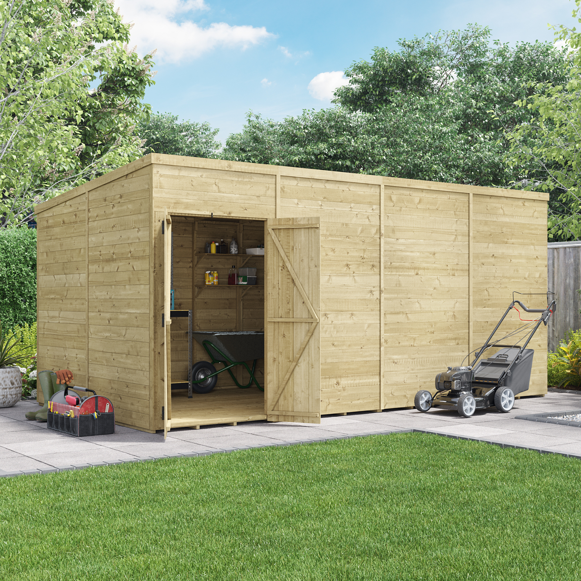 BillyOh Switch Tongue and Groove Pent Shed - 16x8 Windowless 15mm