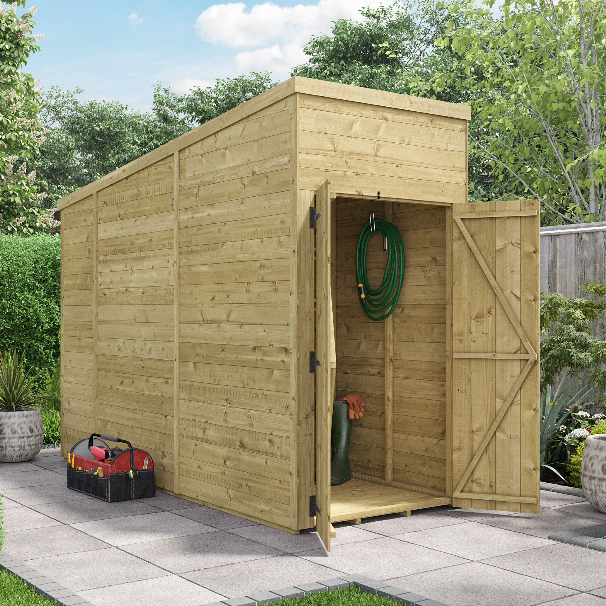 BillyOh Switch Tongue and Groove Pent Wooden Shed - 4x10 Windowless 11mm Garden Shed