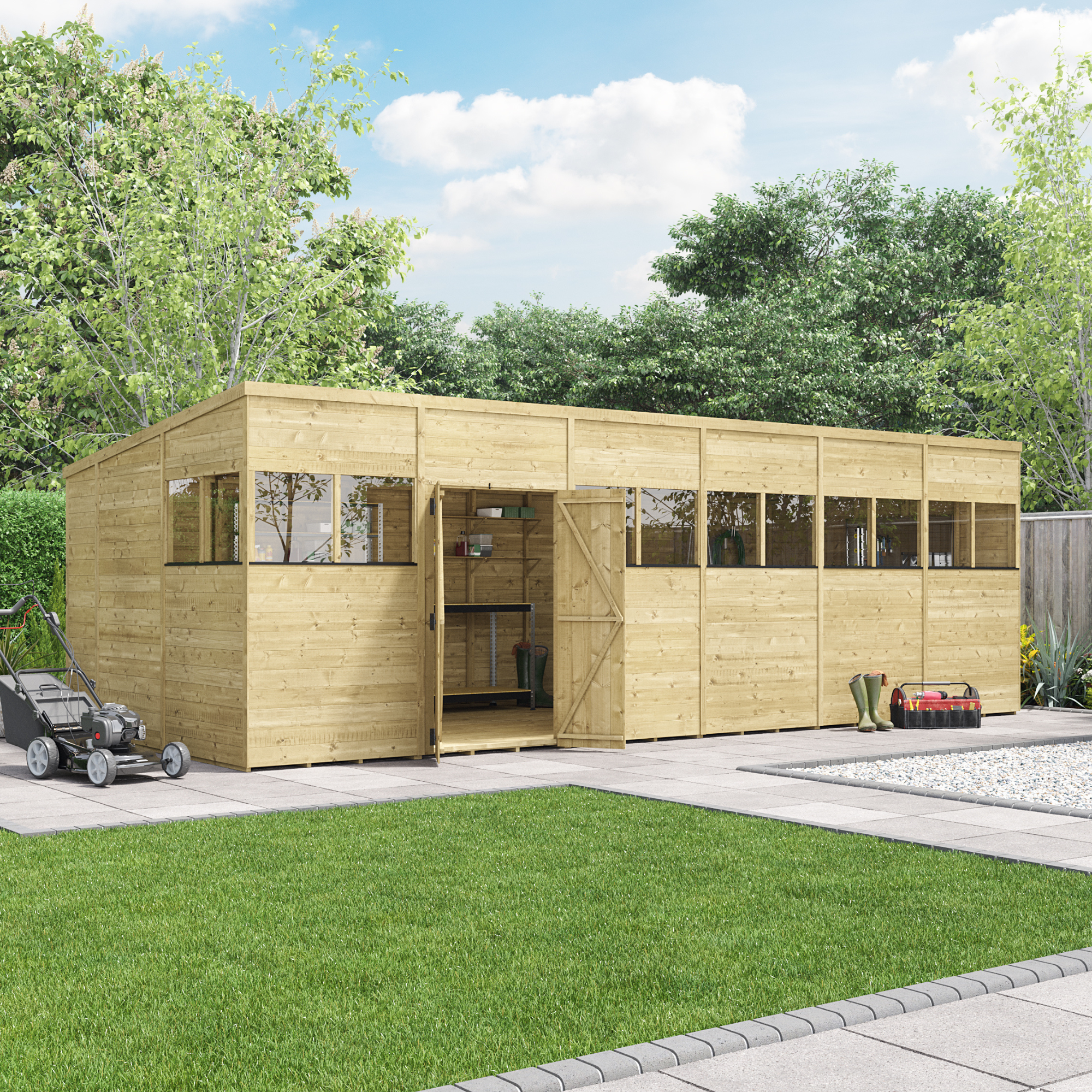 BillyOh Switch Tongue and Groove Pent Wooden Shed - 24x10 Windowed 11mm Garden Shed