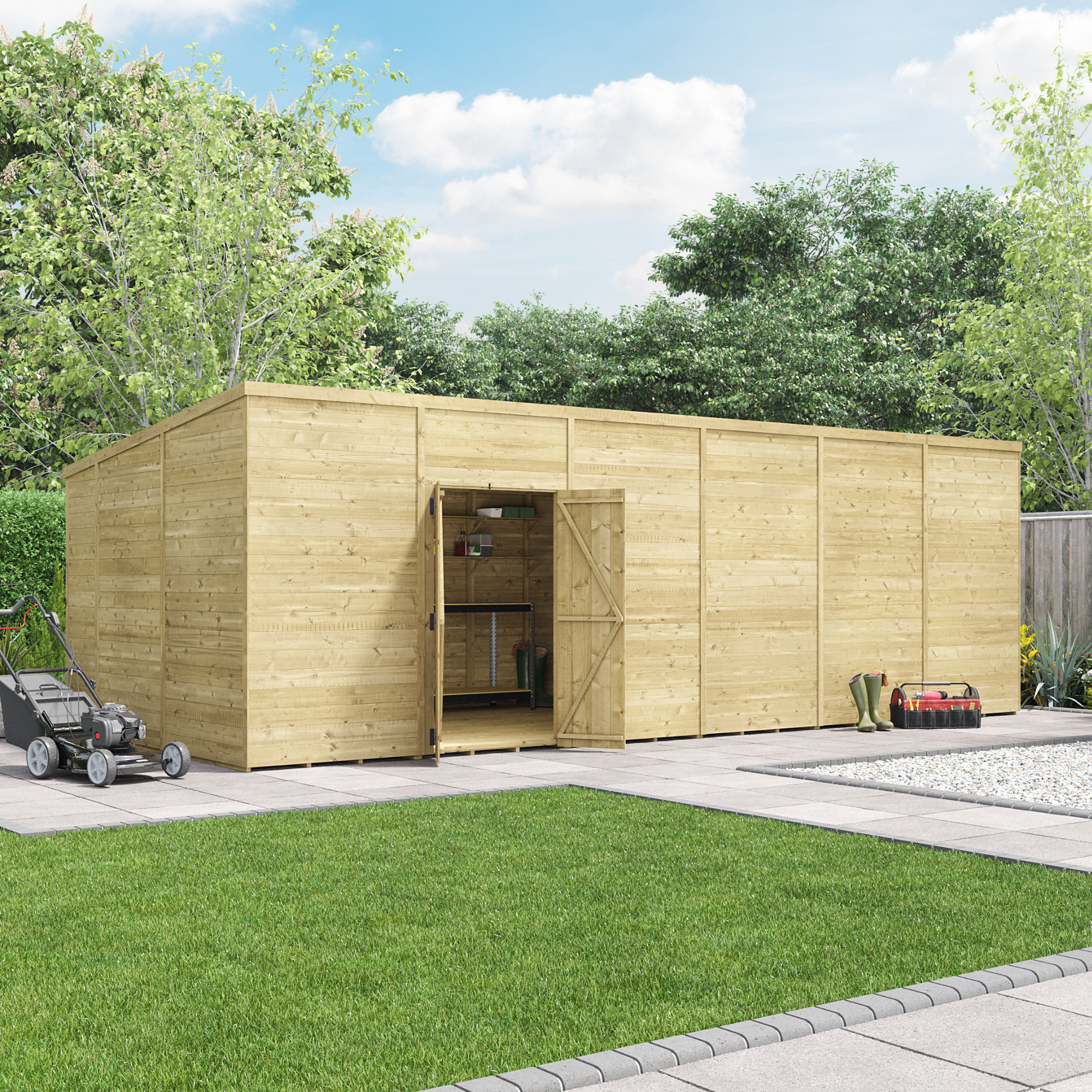 BillyOh Switch Tongue and Groove Pent Wooden Shed - 24x10 Windowless 15mm Garden Shed