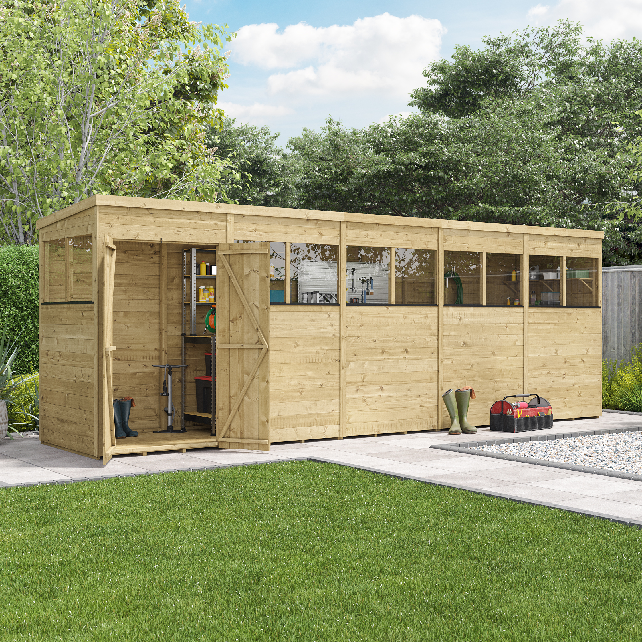 BillyOh Switch Tongue and Groove Pent Wooden Shed - 20x4 Windowed 11mm Garden Shed