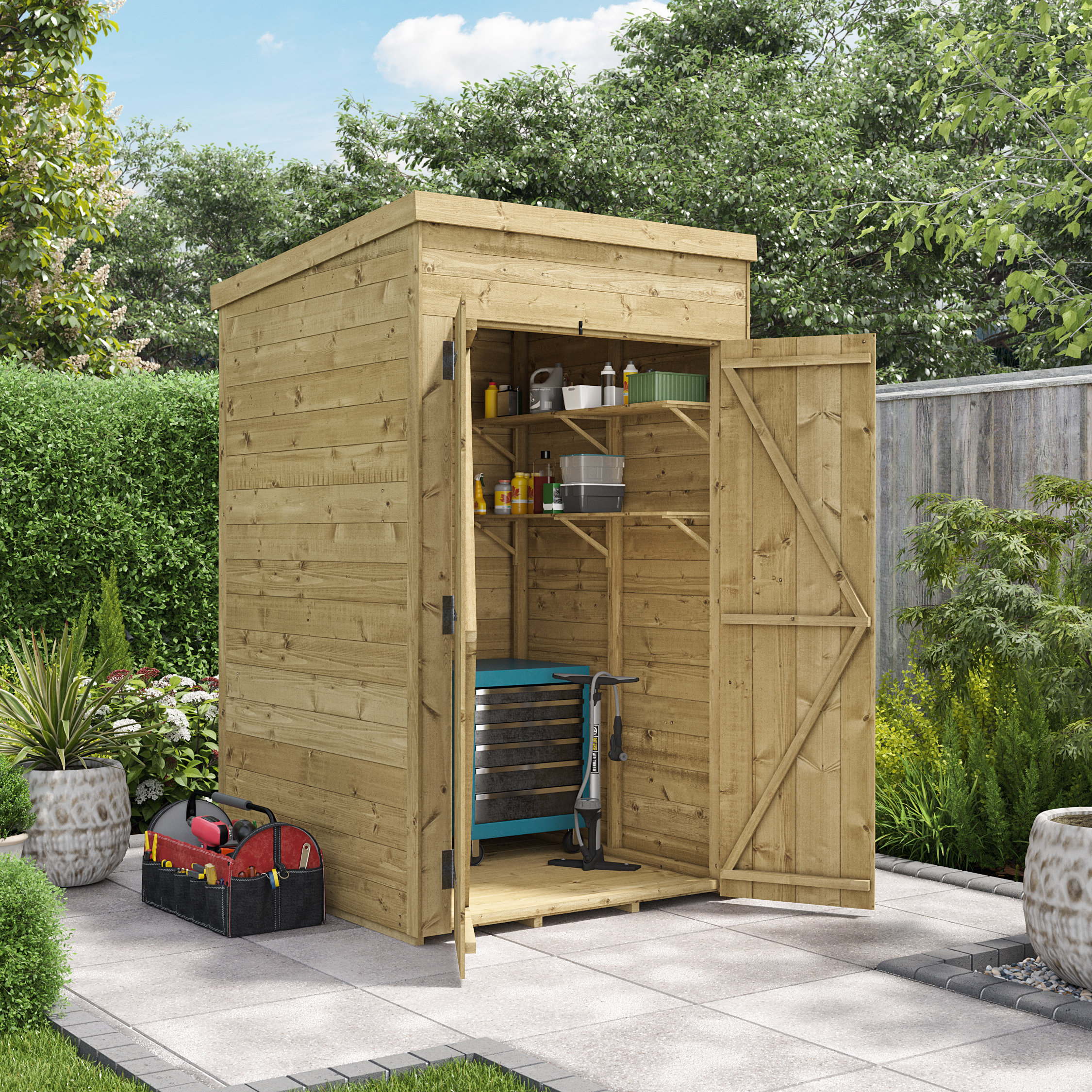 BillyOh Switch Tongue and Groove Pent Wooden Shed - 4x4 Windowless 15mm Garden Shed