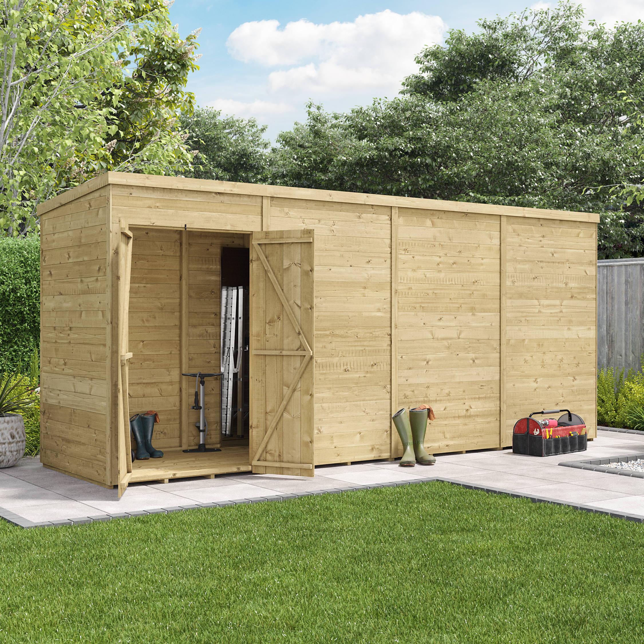 BillyOh Switch Tongue and Groove Pent Wooden Shed - 16x4 Windowless 15mm Garden Shed from BillyOh