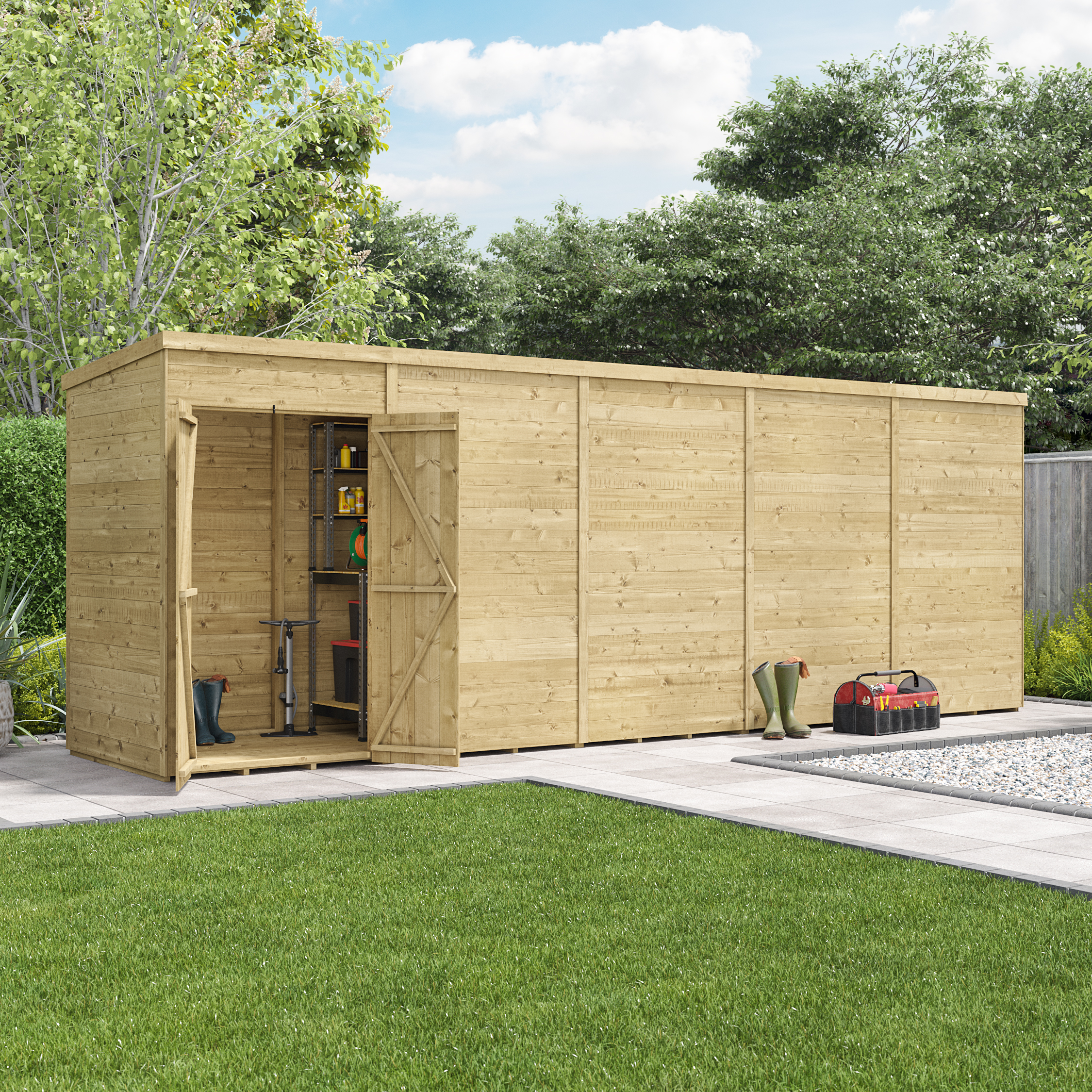 BillyOh Switch Tongue and Groove Pent Wooden Shed - 20x4 Windowless 15mm Garden Shed