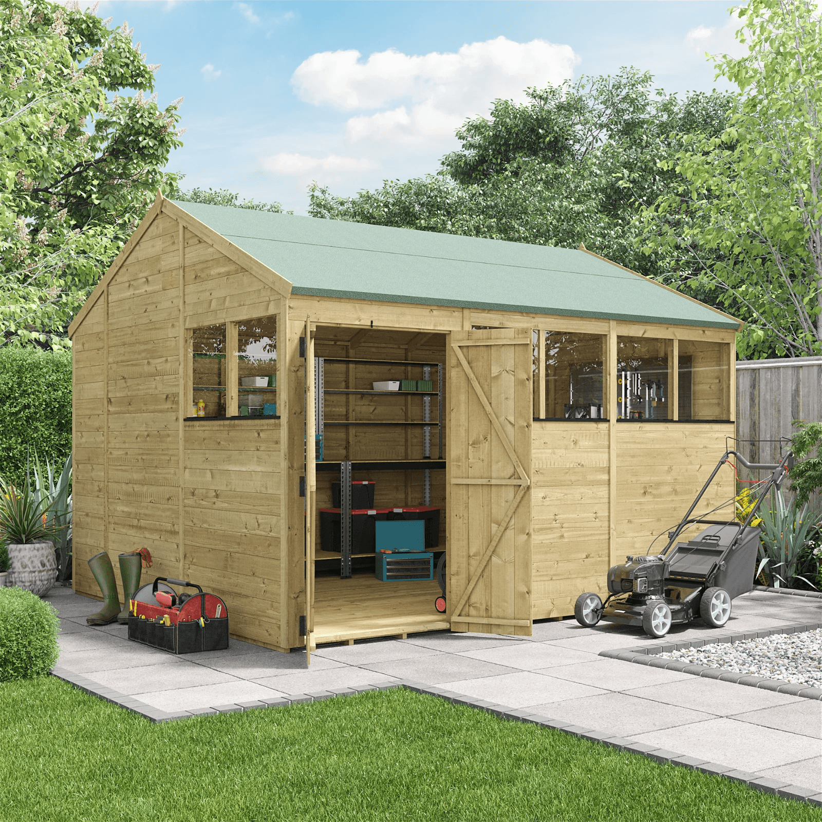 BillyOh Switch Tongue and Groove Apex Shed - 12x10 Windowed 15mm