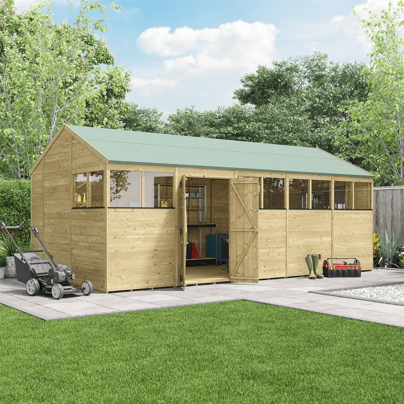 BillyOh Switch Tongue and Groove Apex Shed - 20x10 Windowed 15mm