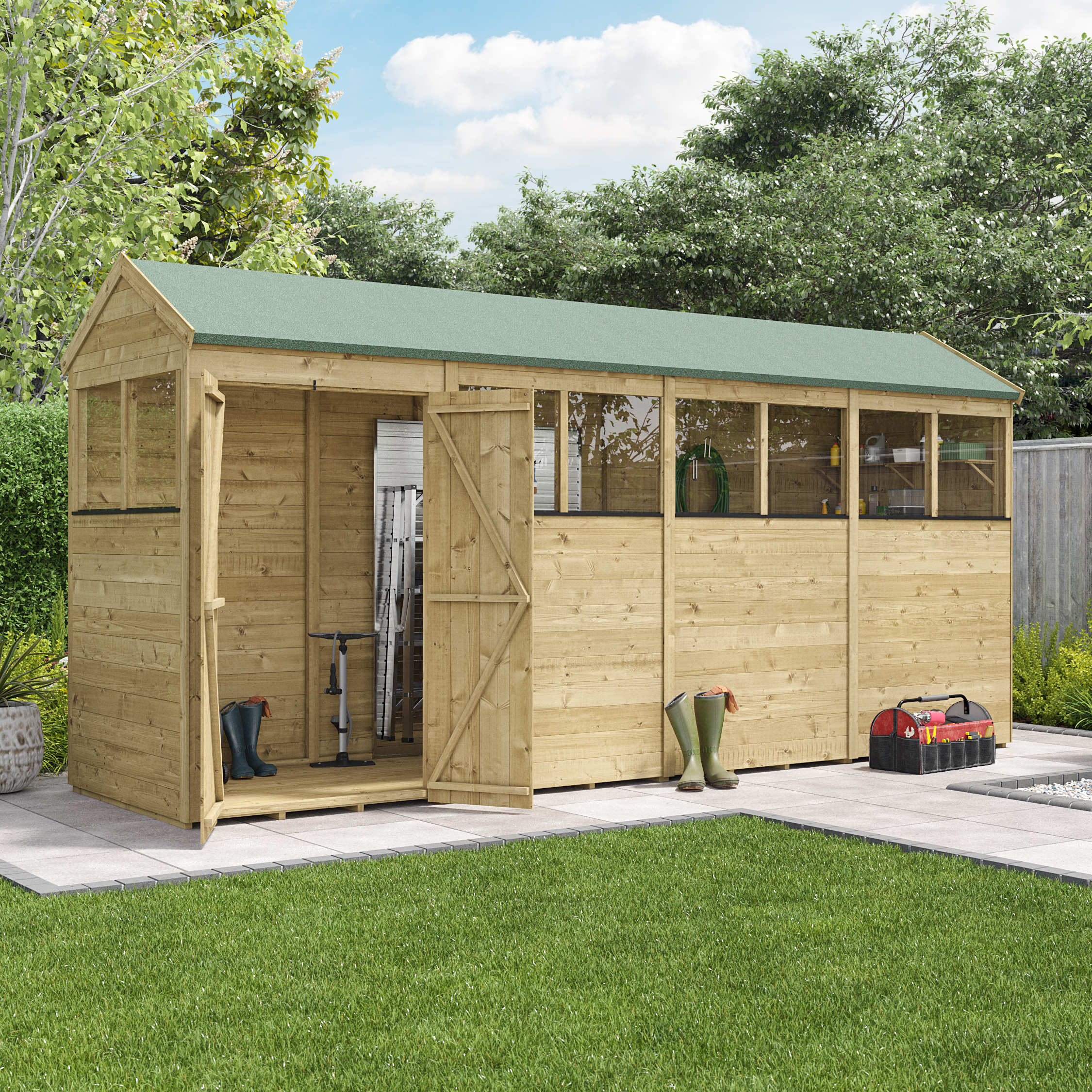 BillyOh Switch Tongue and Groove Apex Shed - 16x4 Windowed 11mm