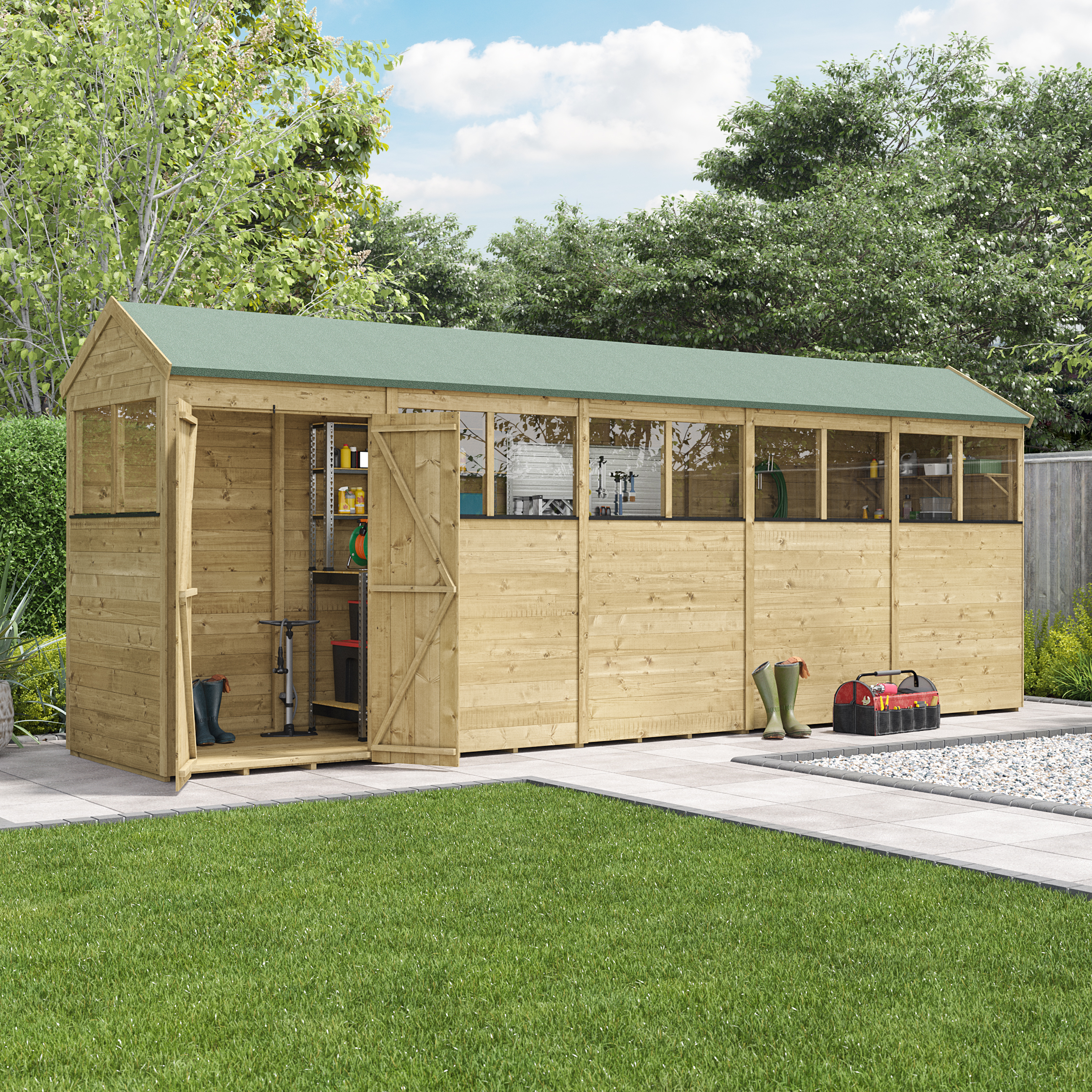 BillyOh Switch Tongue and Groove Apex Shed - 20x4 Windowed 15mm BillyOh Switch Tongue and Groove Apex Shed - 20x4 Windowed 15mm