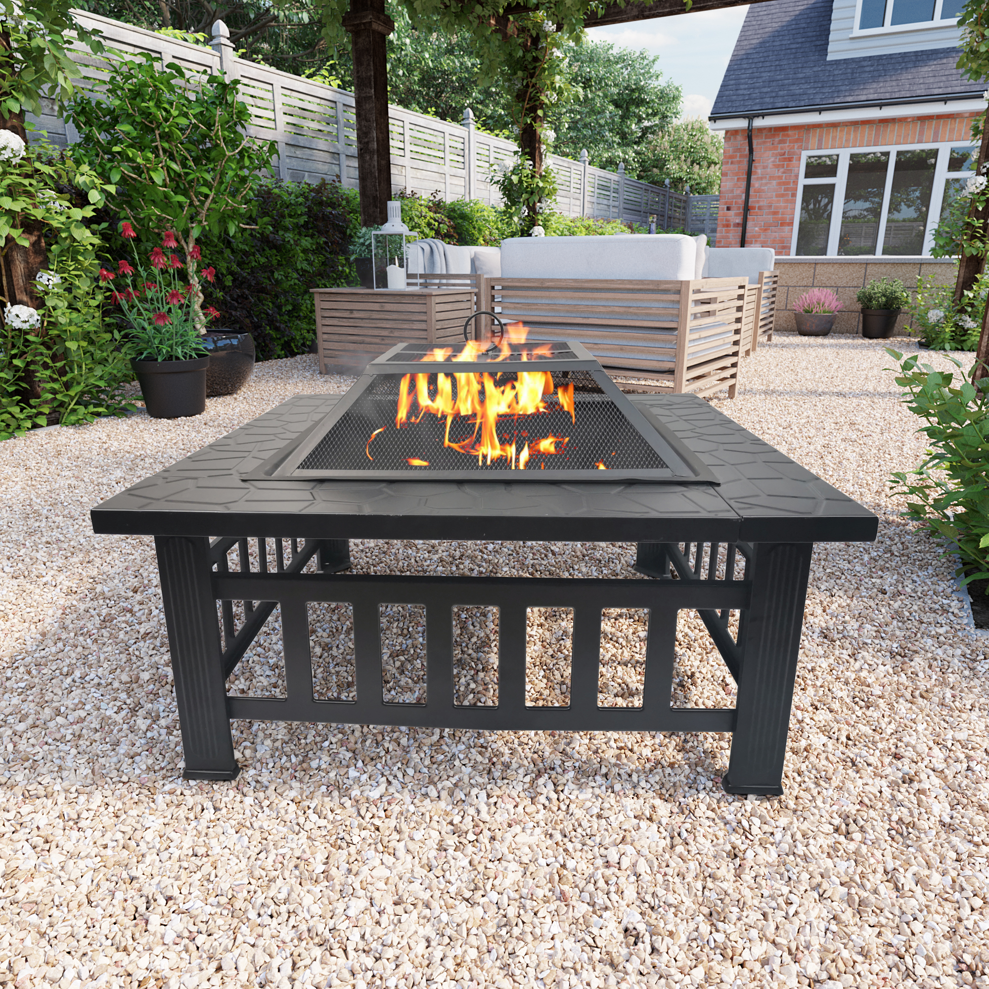 BillyOh Phoenix 3 in 1 Square Metal Fire Pit, BBQ Grill and Ice Pit - Metal Fire Pit BillyOh Phoenix 3 in 1 Square Metal Fire Pit, BBQ Grill and Ice Pit - Metal Fire Pit