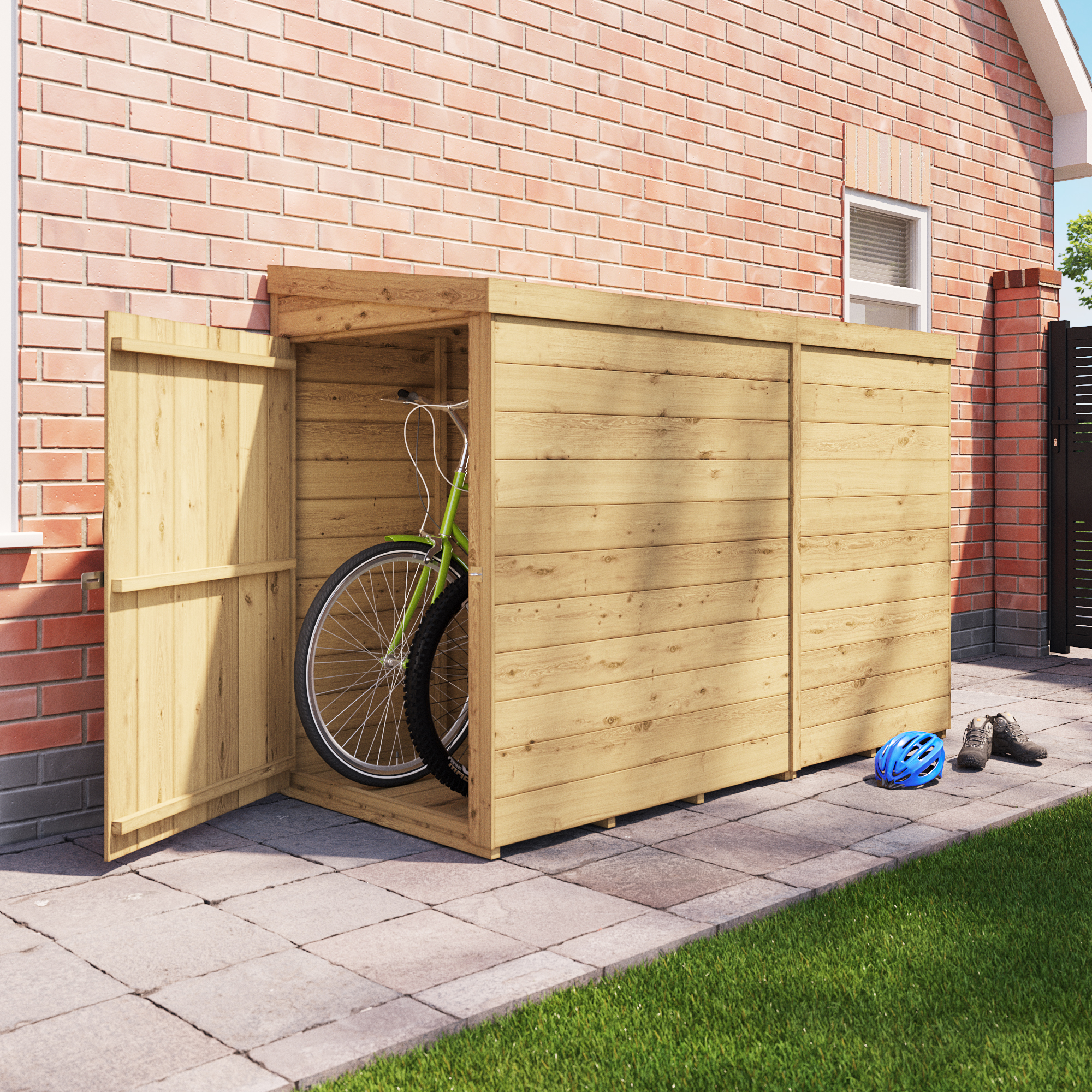 BillyOh Mini Expert Pent Tongue and Groove Bike Shed - PT-7x3 Double Door