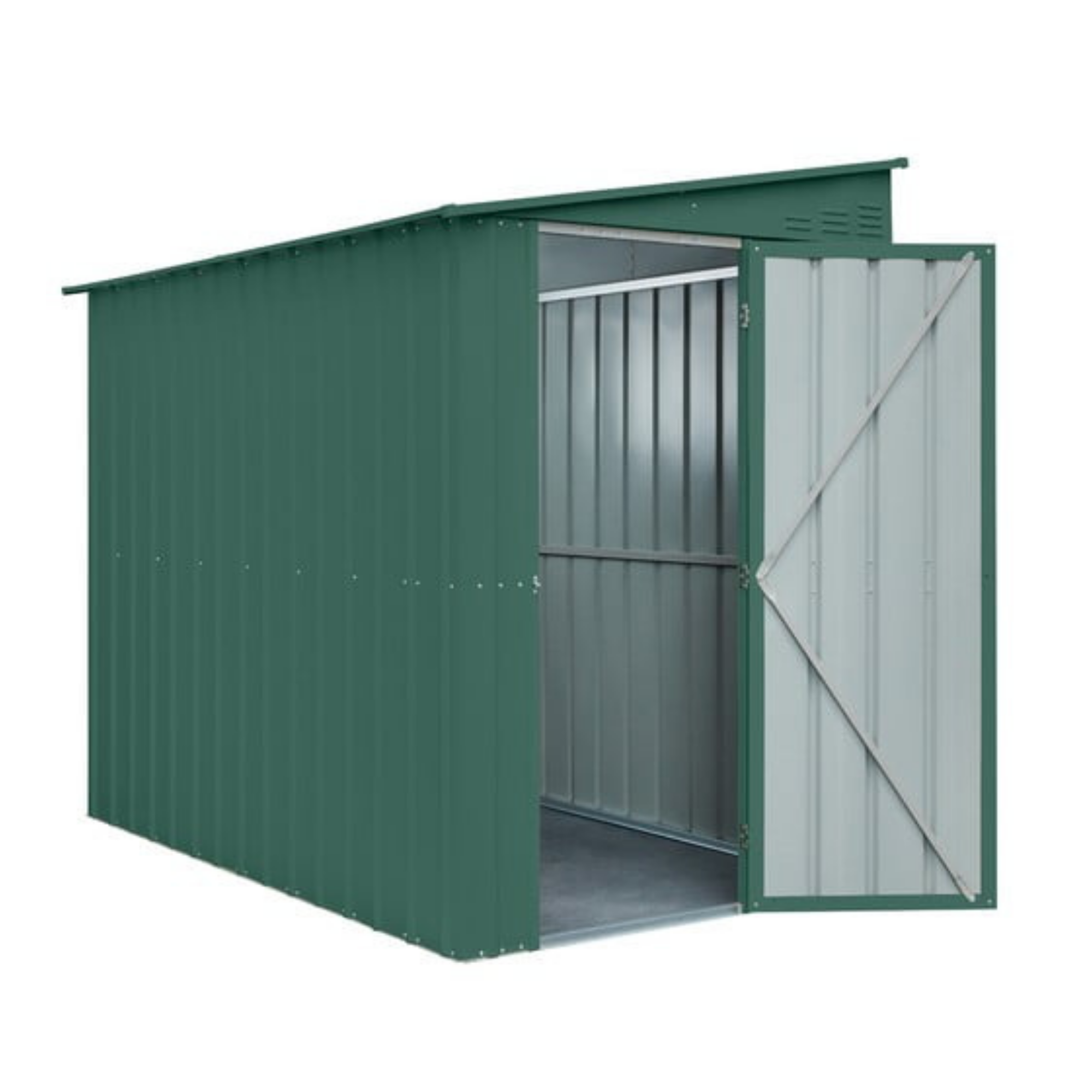 5x8 Lotus Lean-To Metal Shed | Green