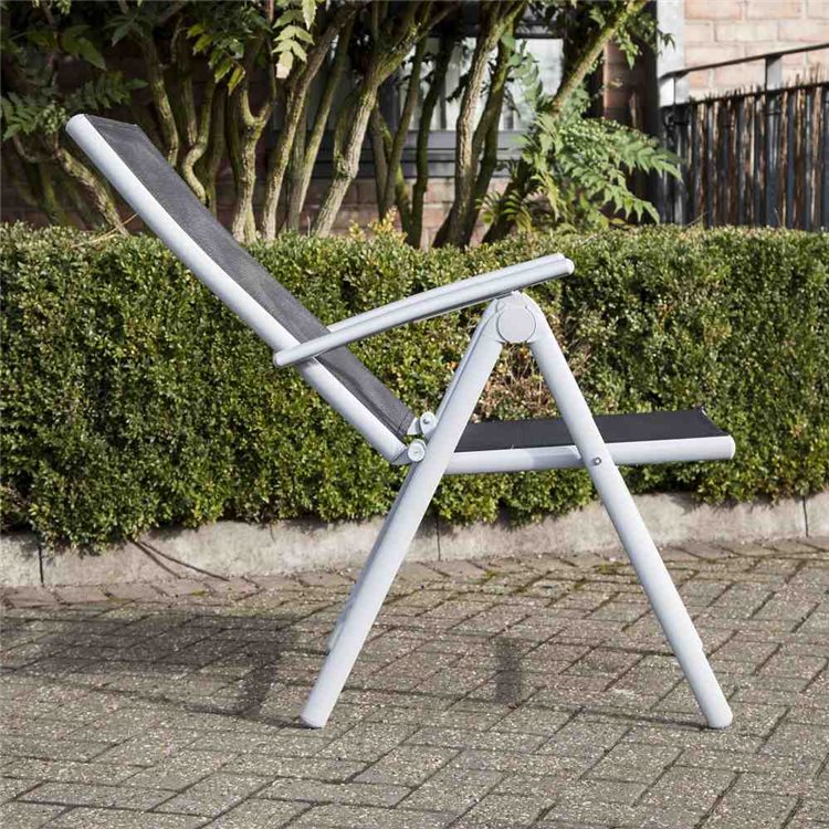 Adjustable Aluminium Folding Dining Chair in Black - Aluminium Adjustable Folding Dining Chairs x 2 Black