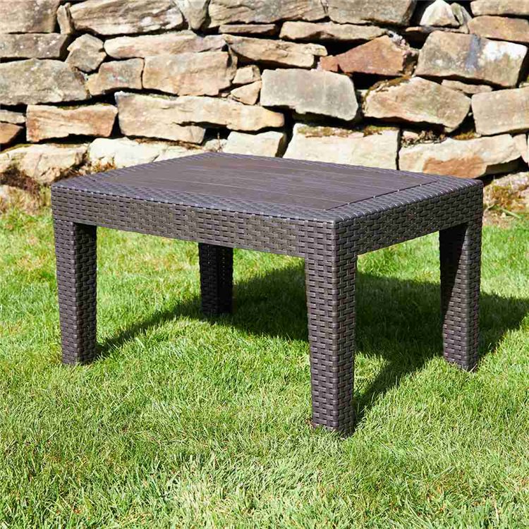Rattan Effect Outdoor Coffee Table - Brown