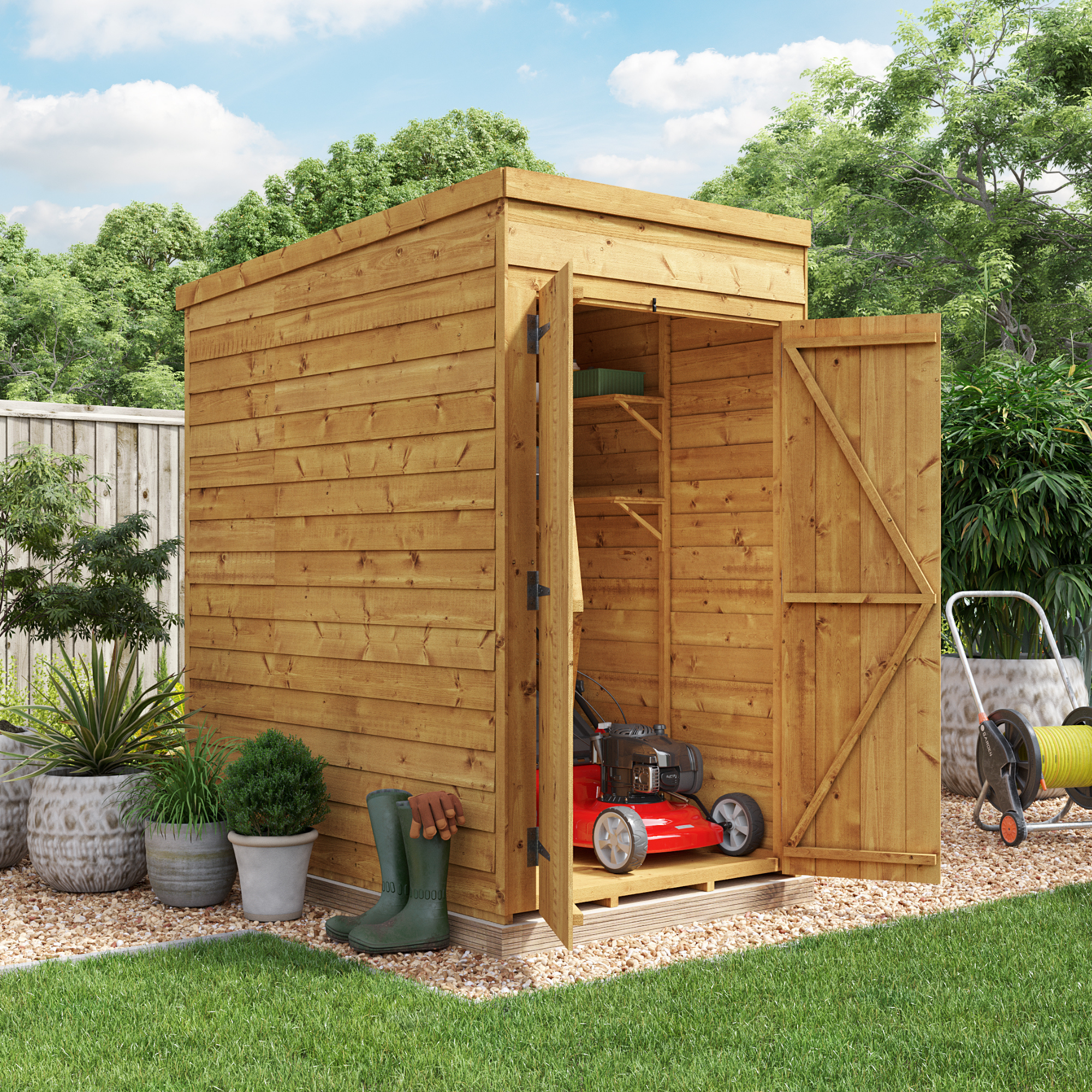 BillyOh Switch Overlap Pent Shed - 4x6 Windowless