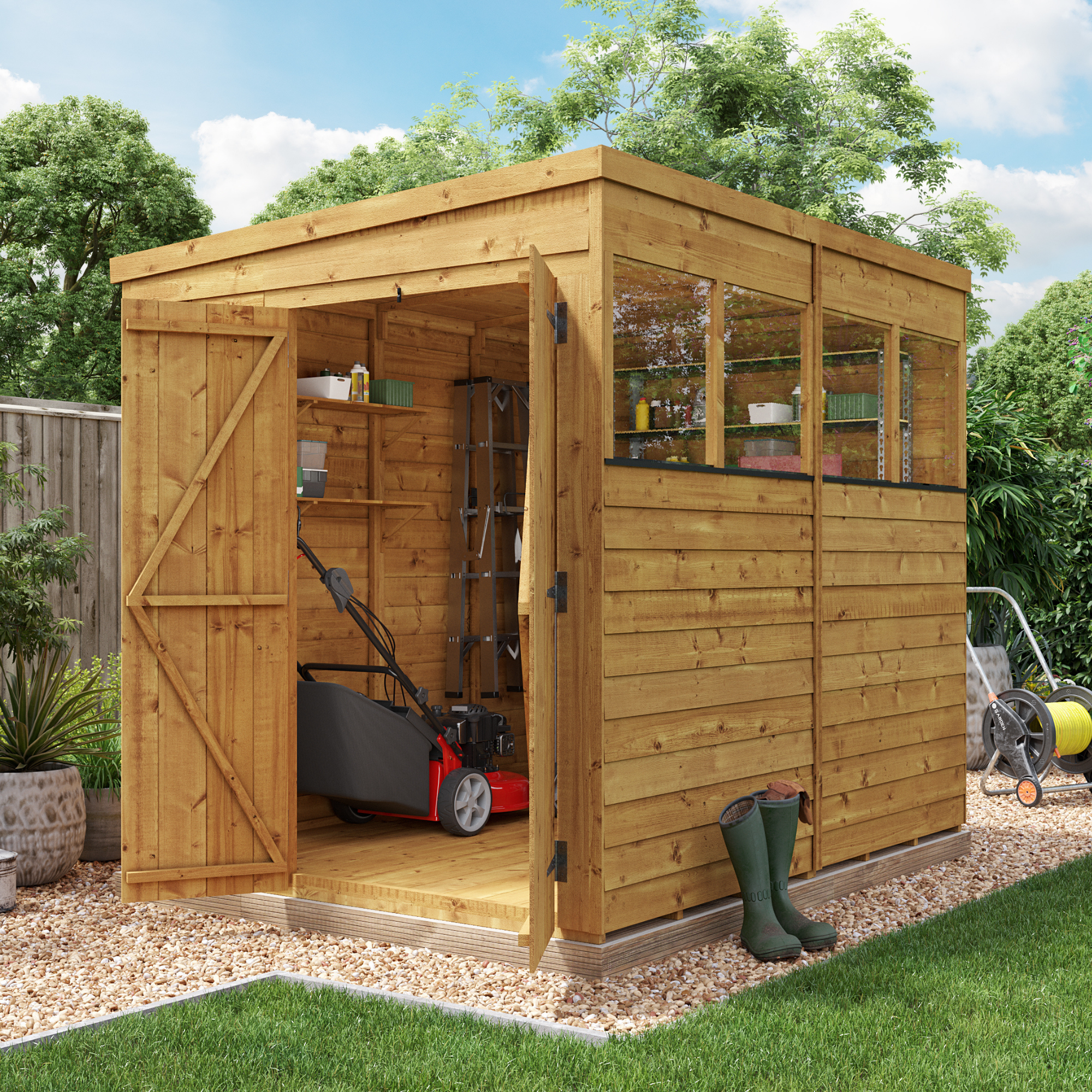 BillyOh Switch Overlap Pent Shed - 8x6 Windowed BillyOh Switch Overlap Pent Shed - 8x6 Windowed