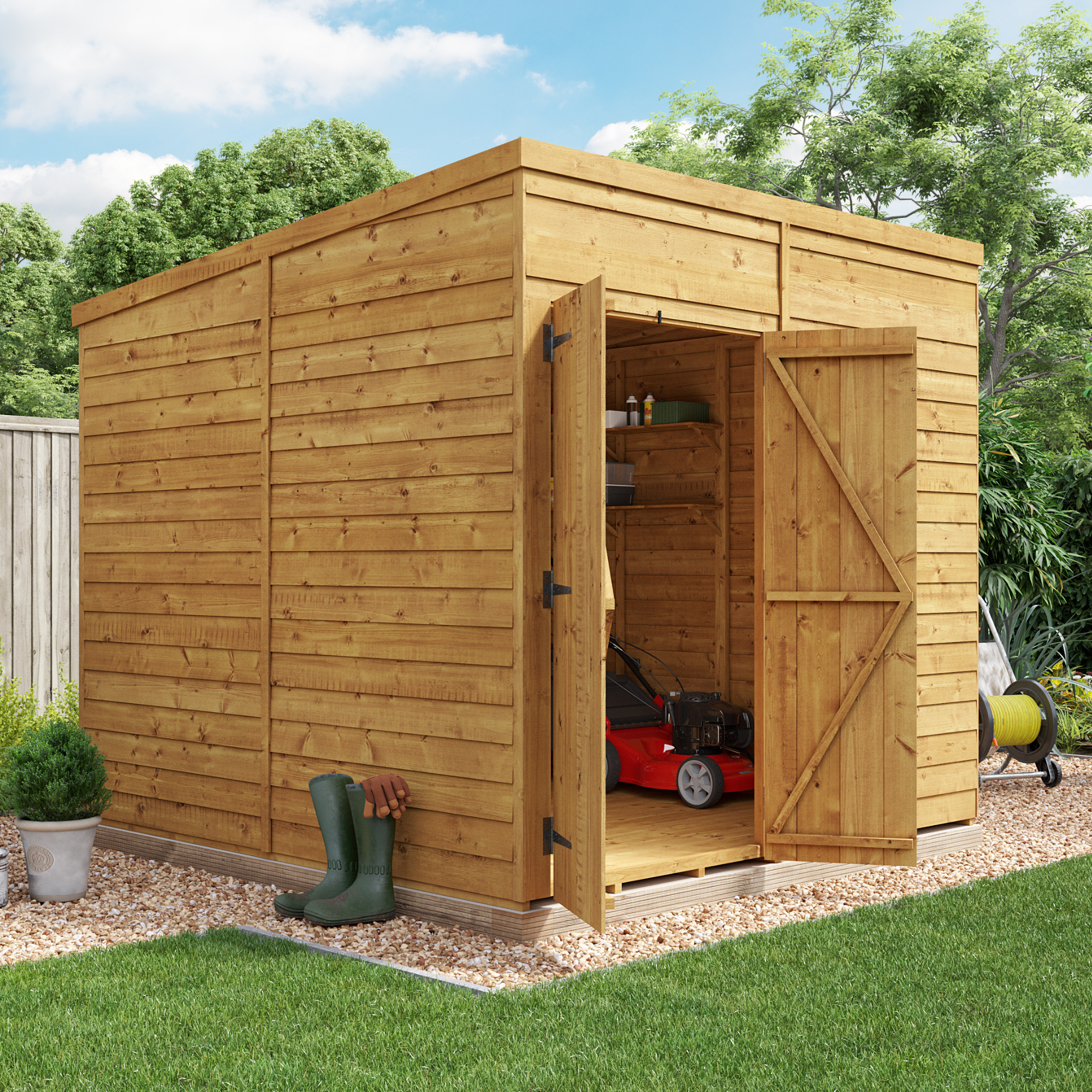BillyOh Switch Overlap Pent Shed - 8x8 Windowless