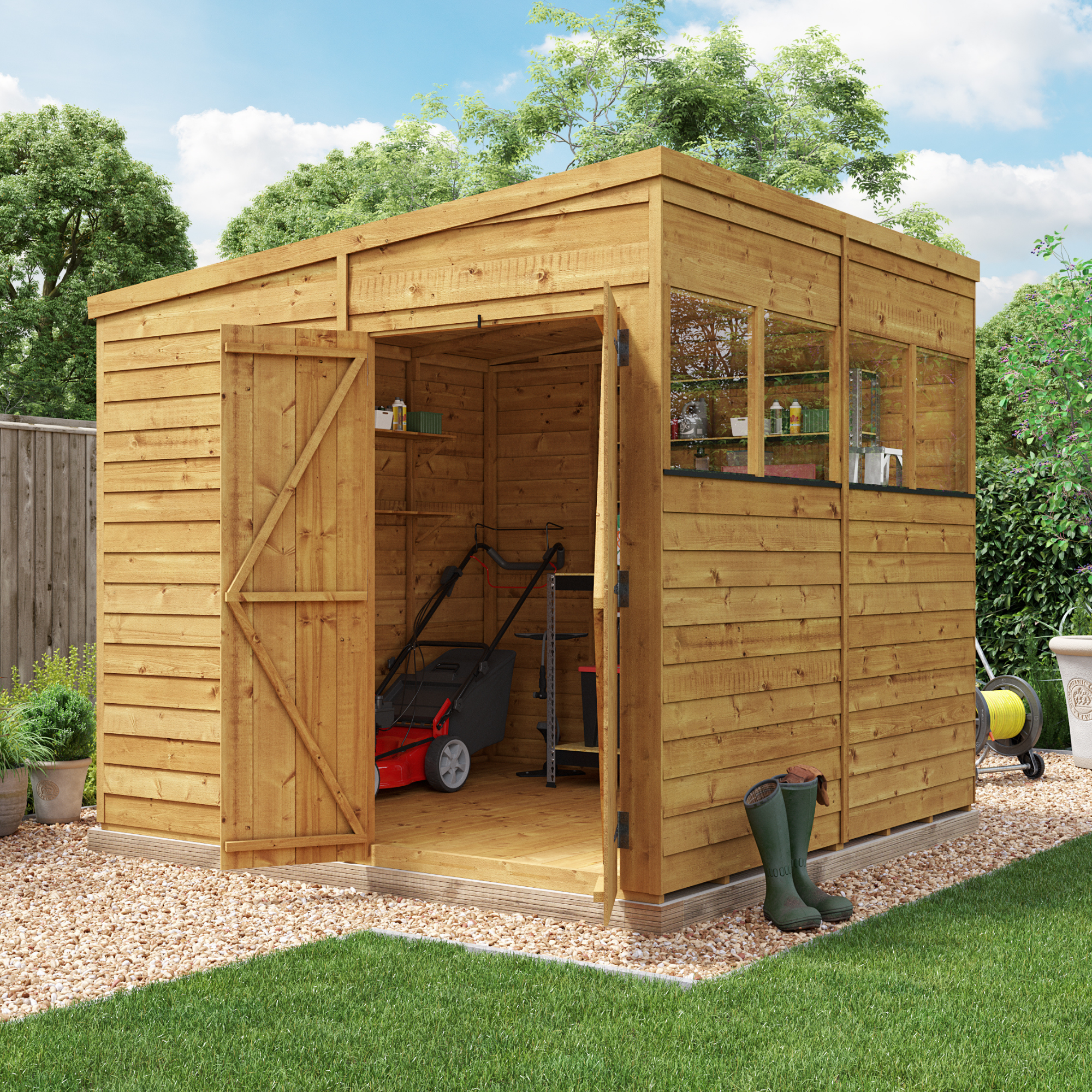 BillyOh Switch Overlap Pent Shed - 8x8 Windowed