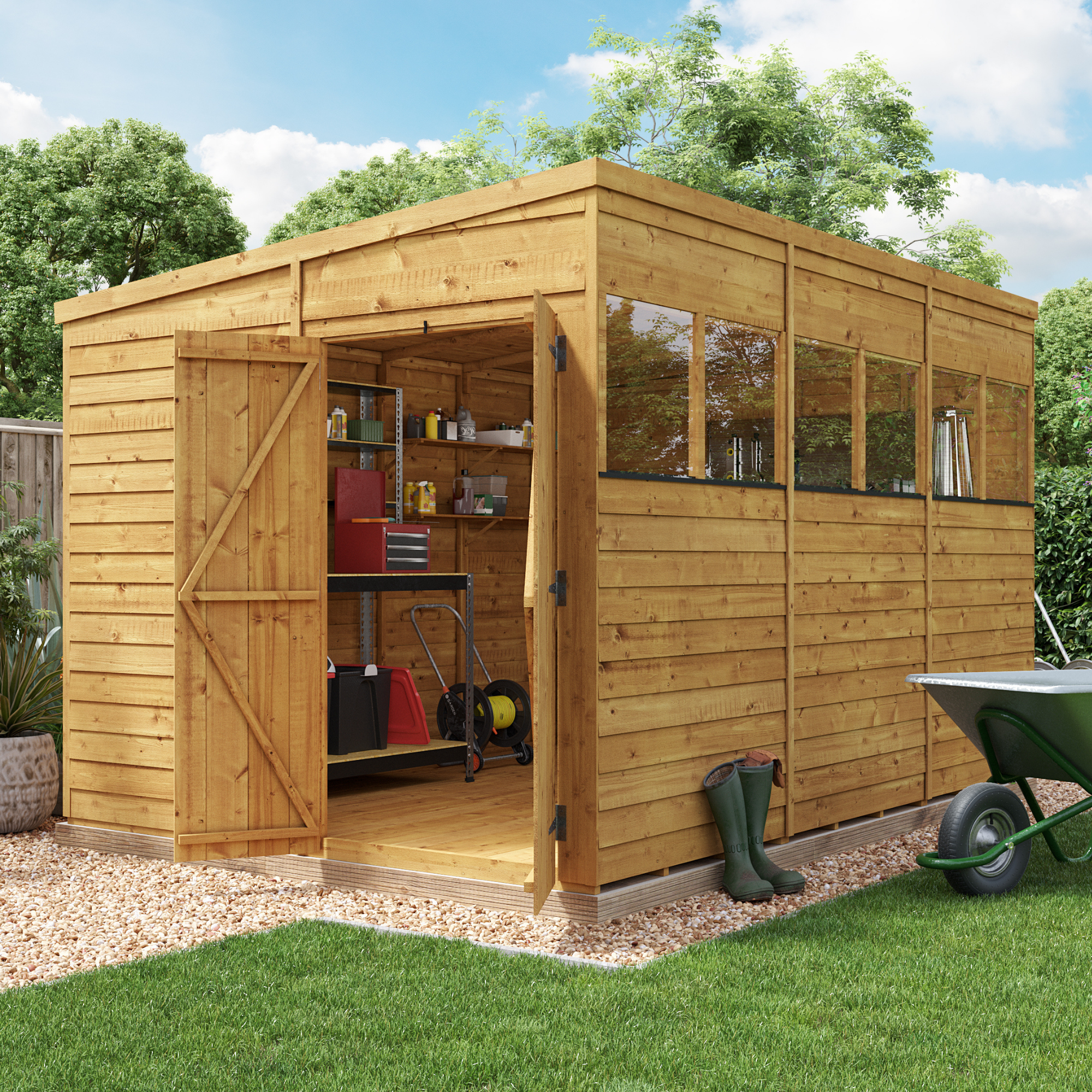 BillyOh Switch Overlap Pent Shed - 12x8 Windowed