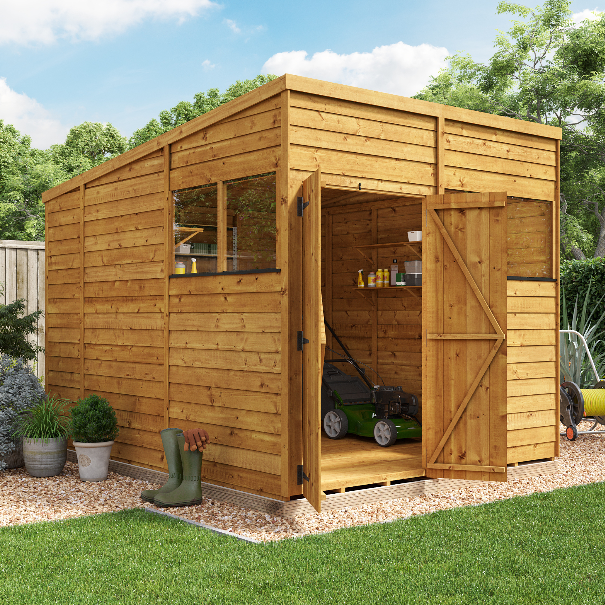 BillyOh Switch Overlap Pent Shed - 8x10 Windowed