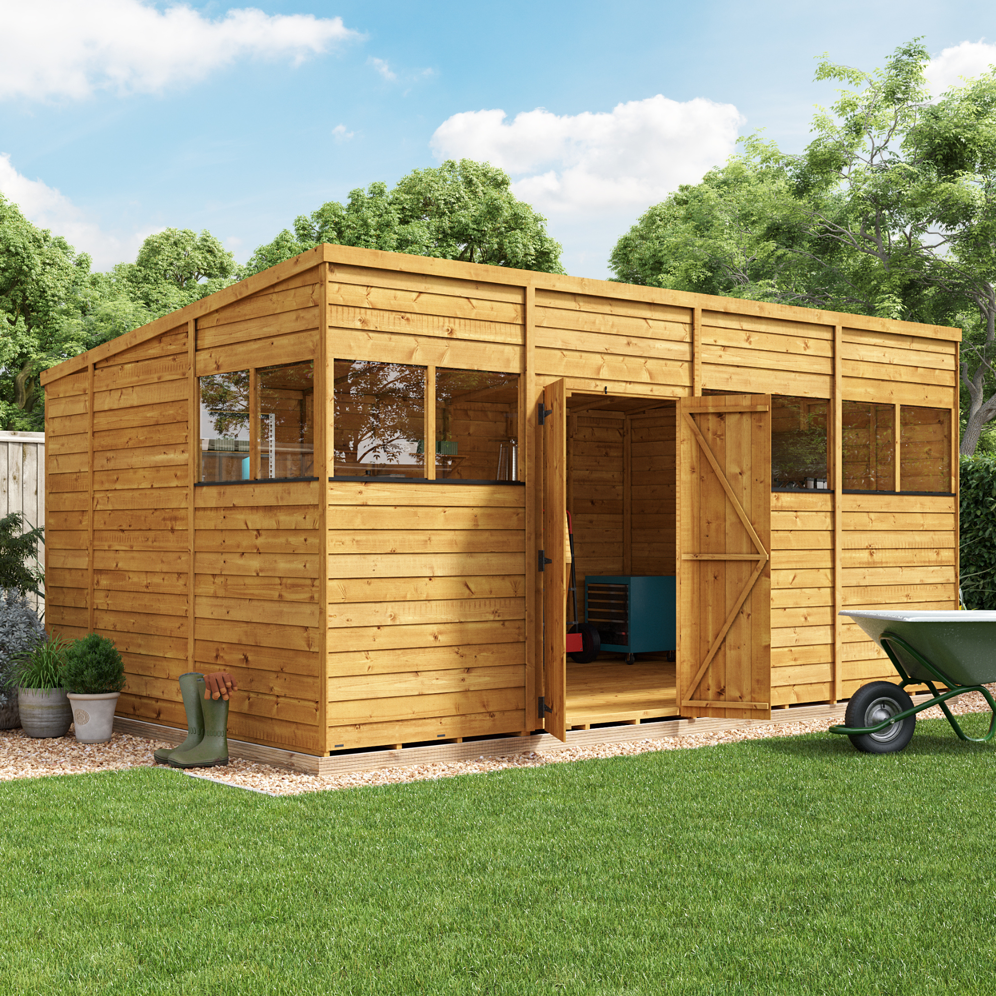 BillyOh Switch Overlap Pent Shed - 16x10 Windowed