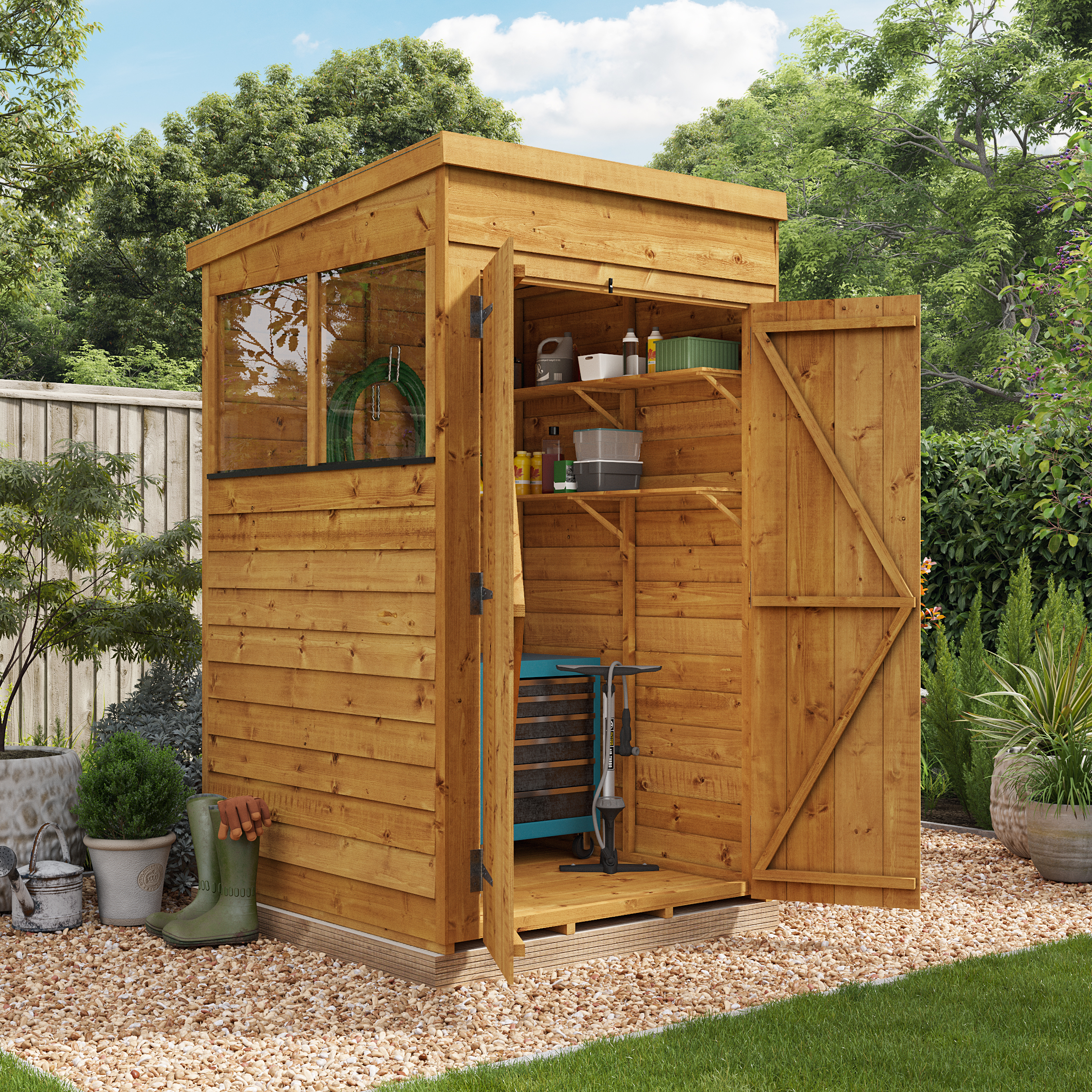 BillyOh Switch Overlap Pent Shed - 4x4 Windowed BillyOh Switch Overlap Pent Shed - 4x4 Windowed