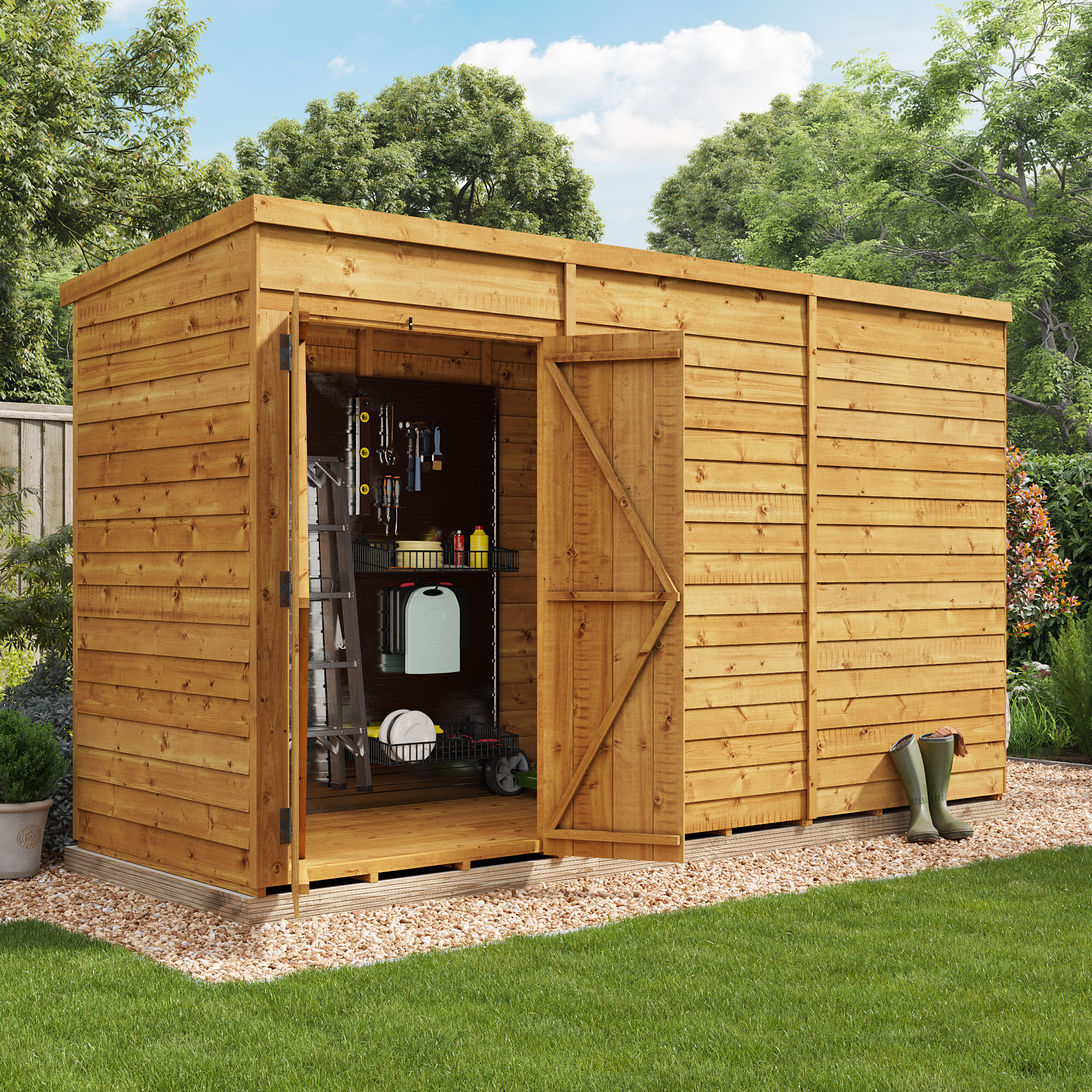 BillyOh Switch Overlap Pent Shed - 12x4 Windowless
