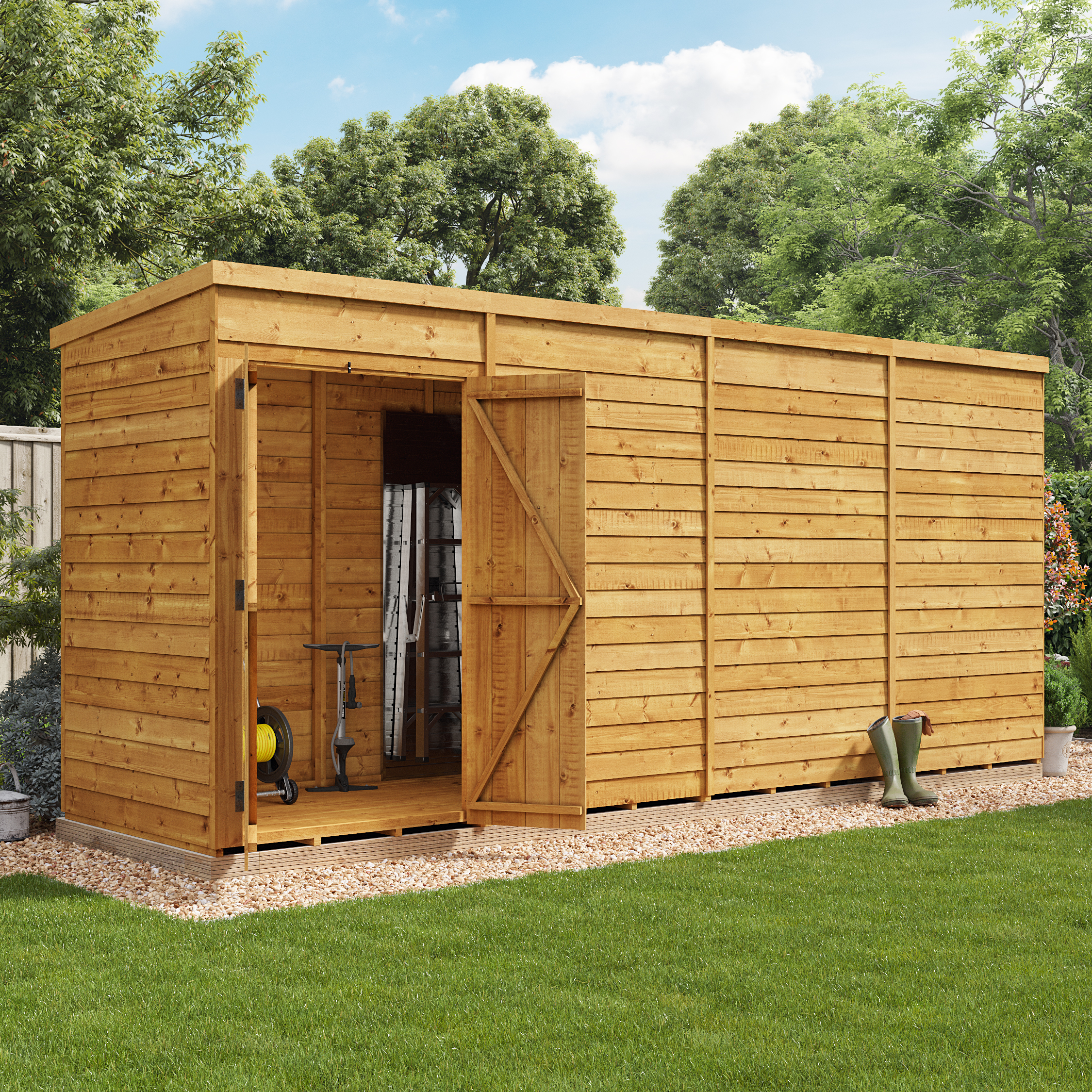 BillyOh Switch Overlap Pent Shed - 16x4 Windowless