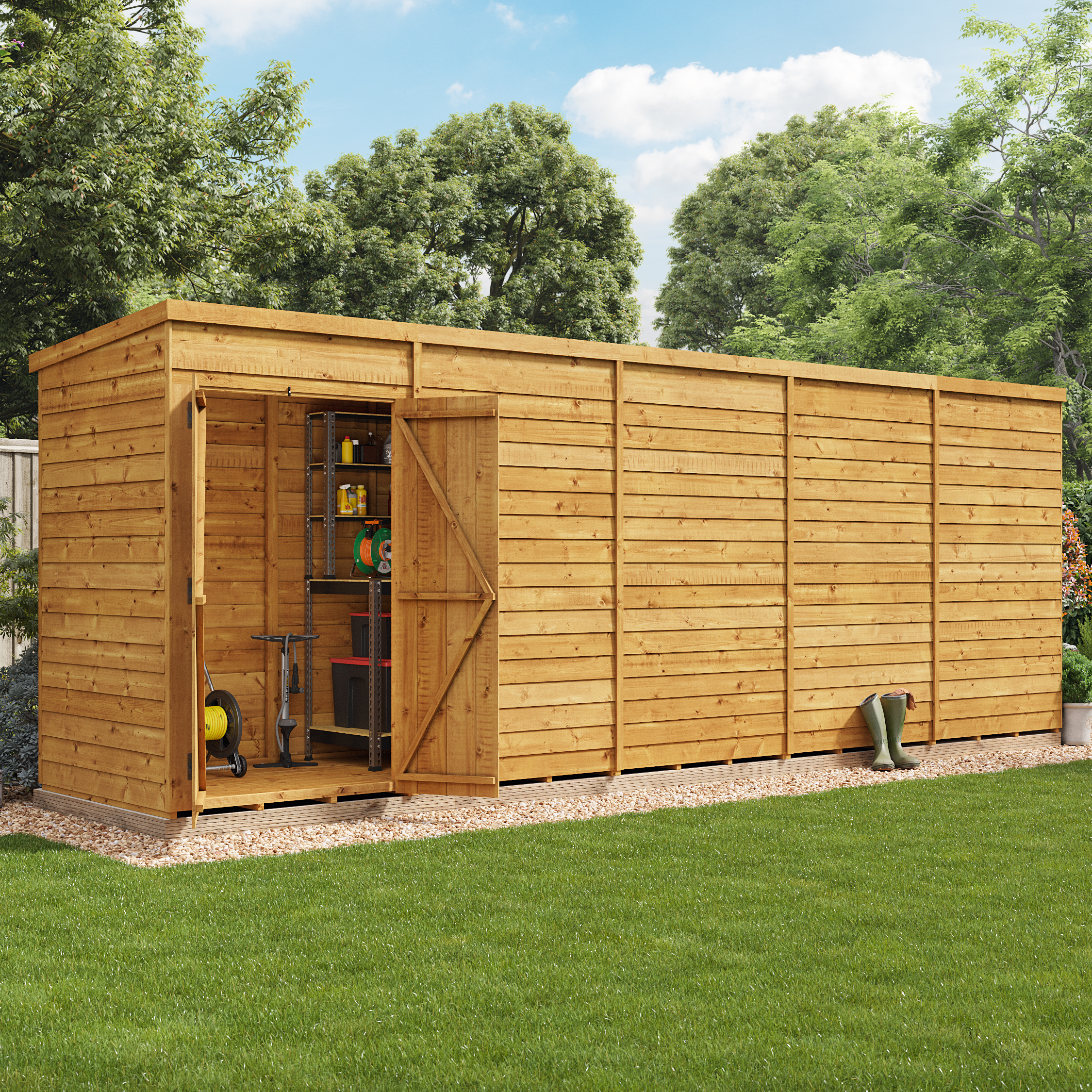 BillyOh Switch Overlap Pent Shed - 20x4 Windowless