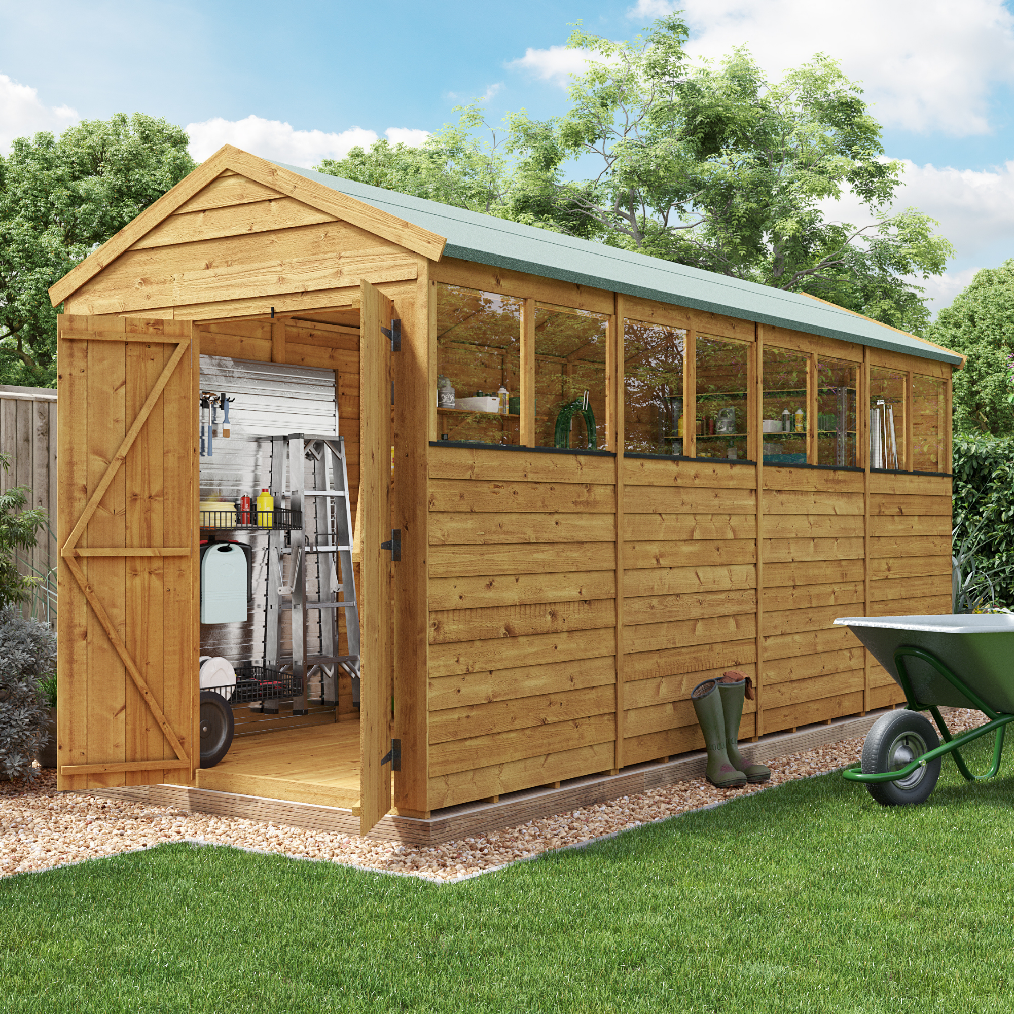 BillyOh Switch Overlap Apex Shed - 16x6 Windowed