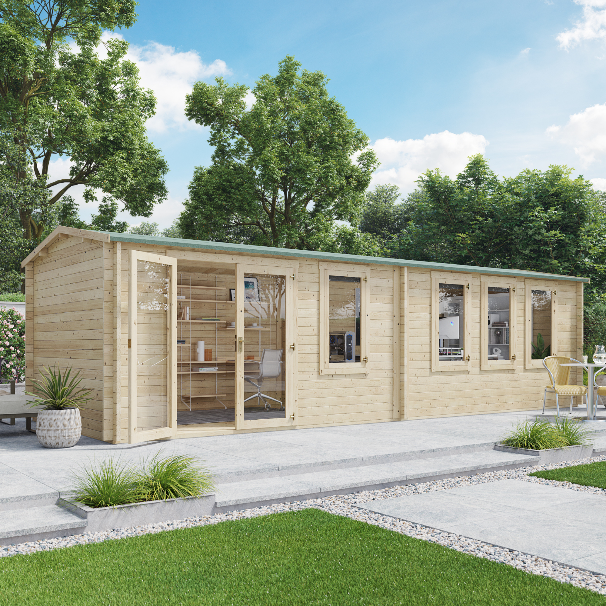 BillyOh Devon Max Log Cabin - 8.0m x 3.0m (26 x 10ft) 44mm BillyOh Devon Max Log Cabin - 8.0m x 3.0m (26 x 10ft) 44mm