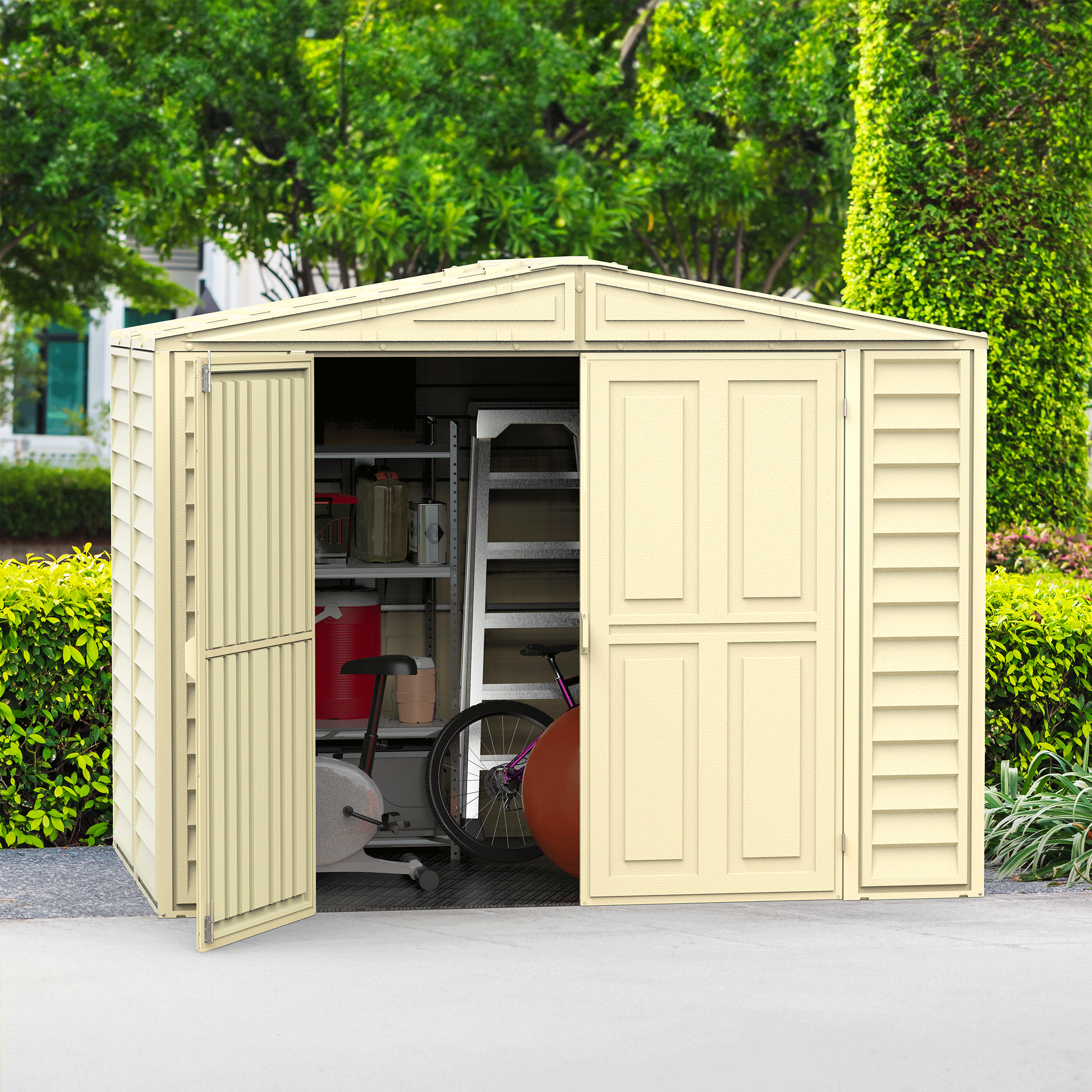 Saffron 8x8ft Vinyl Shed with Foundation Kit - 8x8 Saffron 8x8ft Vinyl Shed with Foundation Kit - 8x8