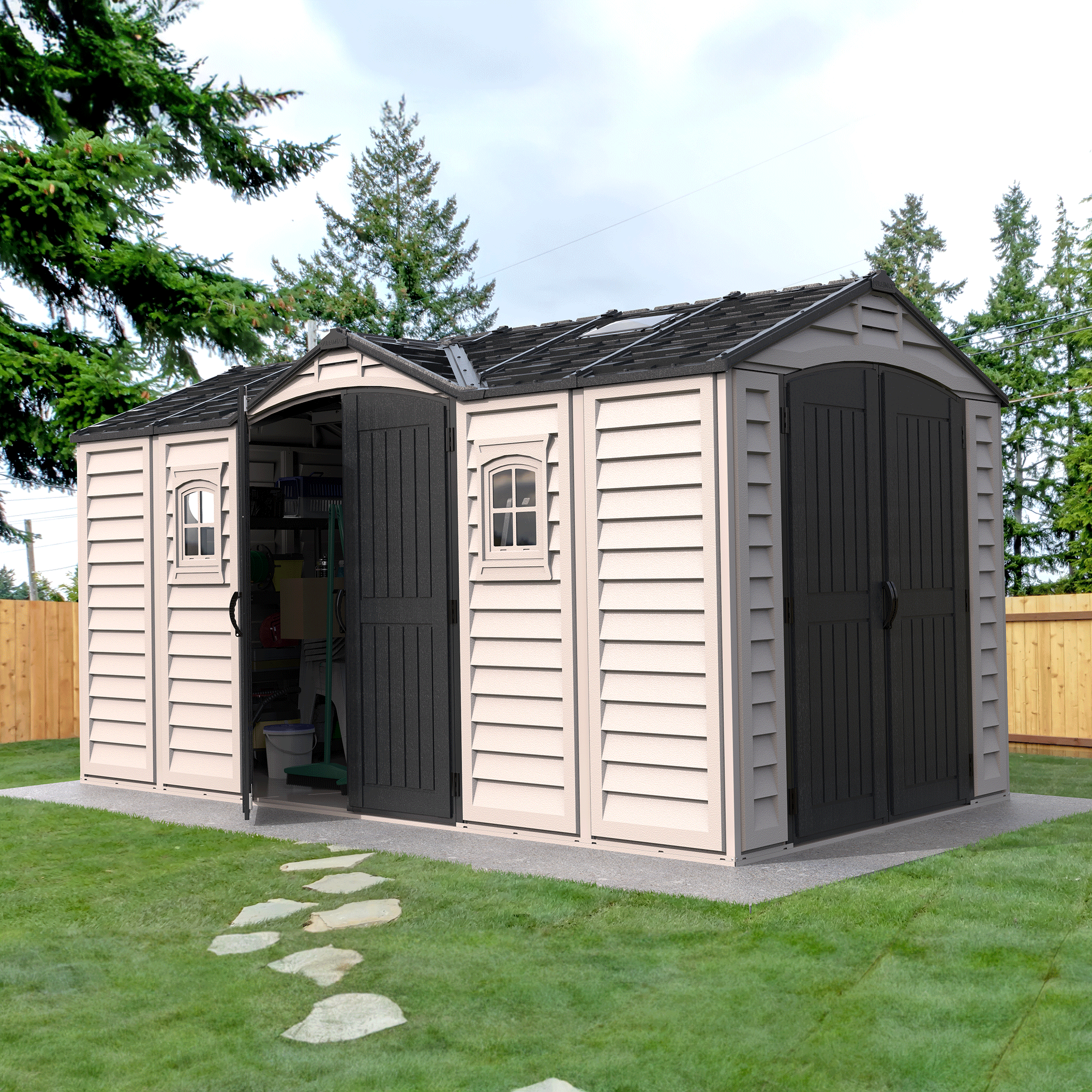 Saffron Apex Extra 15x8ft Vinyl Shed - 15x8ft Saffron Apex Extra 15x8ft Vinyl Shed - 15x8ft