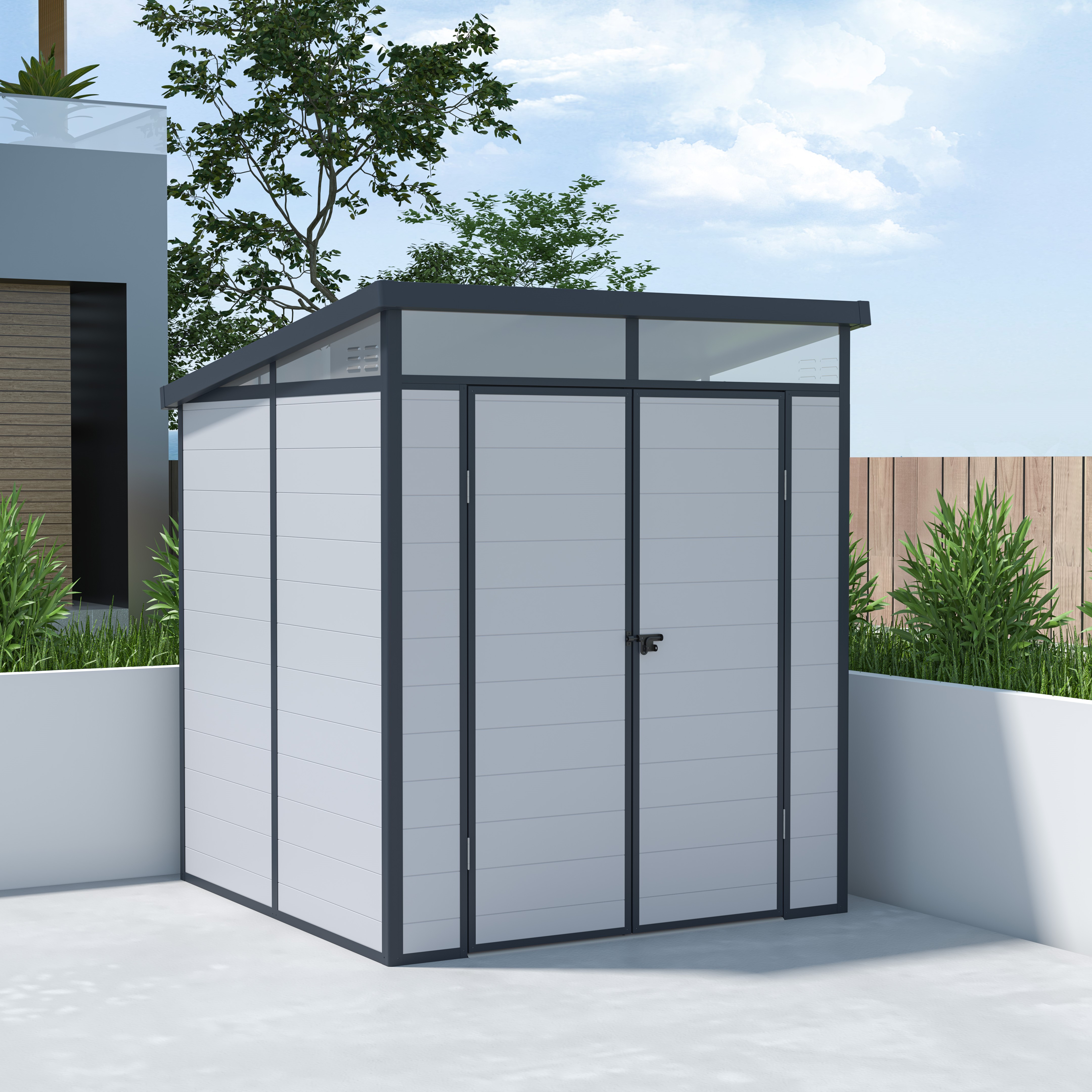 BillyOh Stafford Pent White Plastic Shed - 6x6 Grey